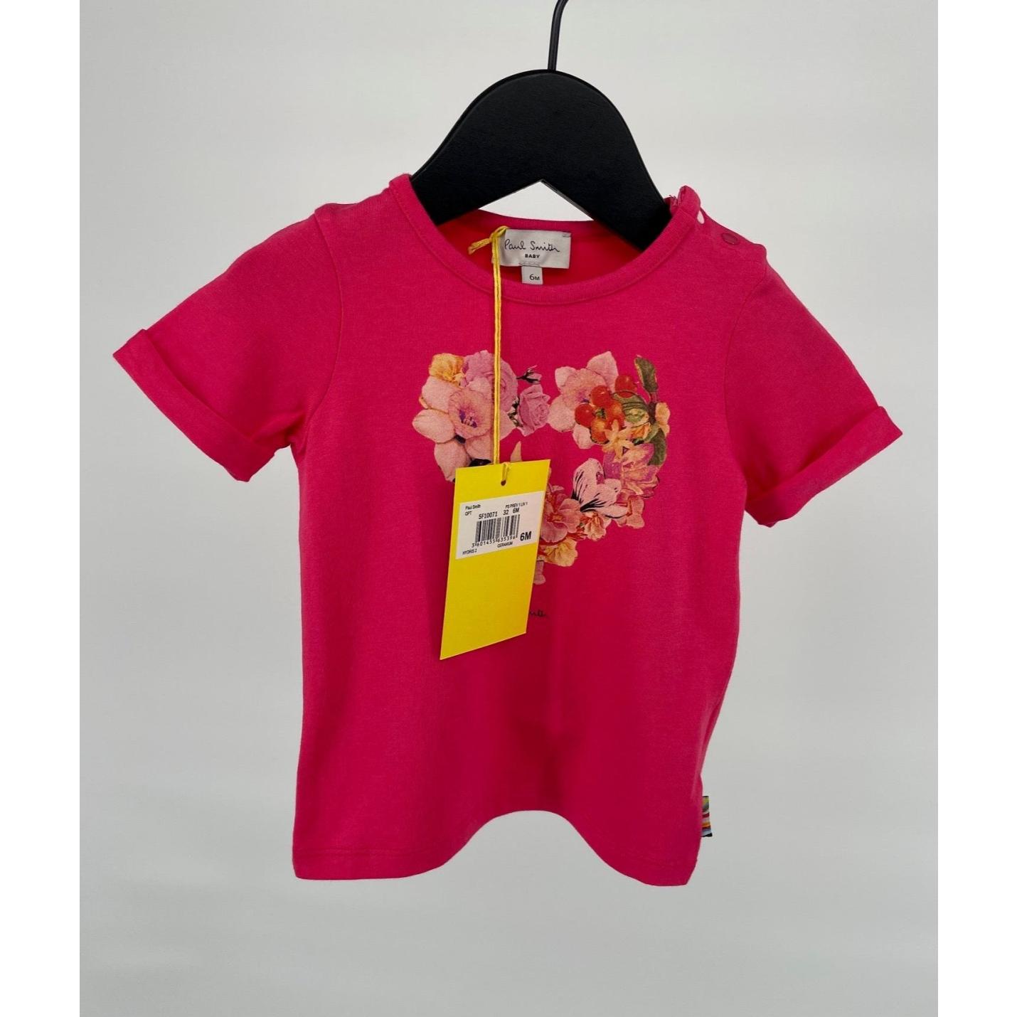 T-shirt Roze Hartje Bloemen Maat 68