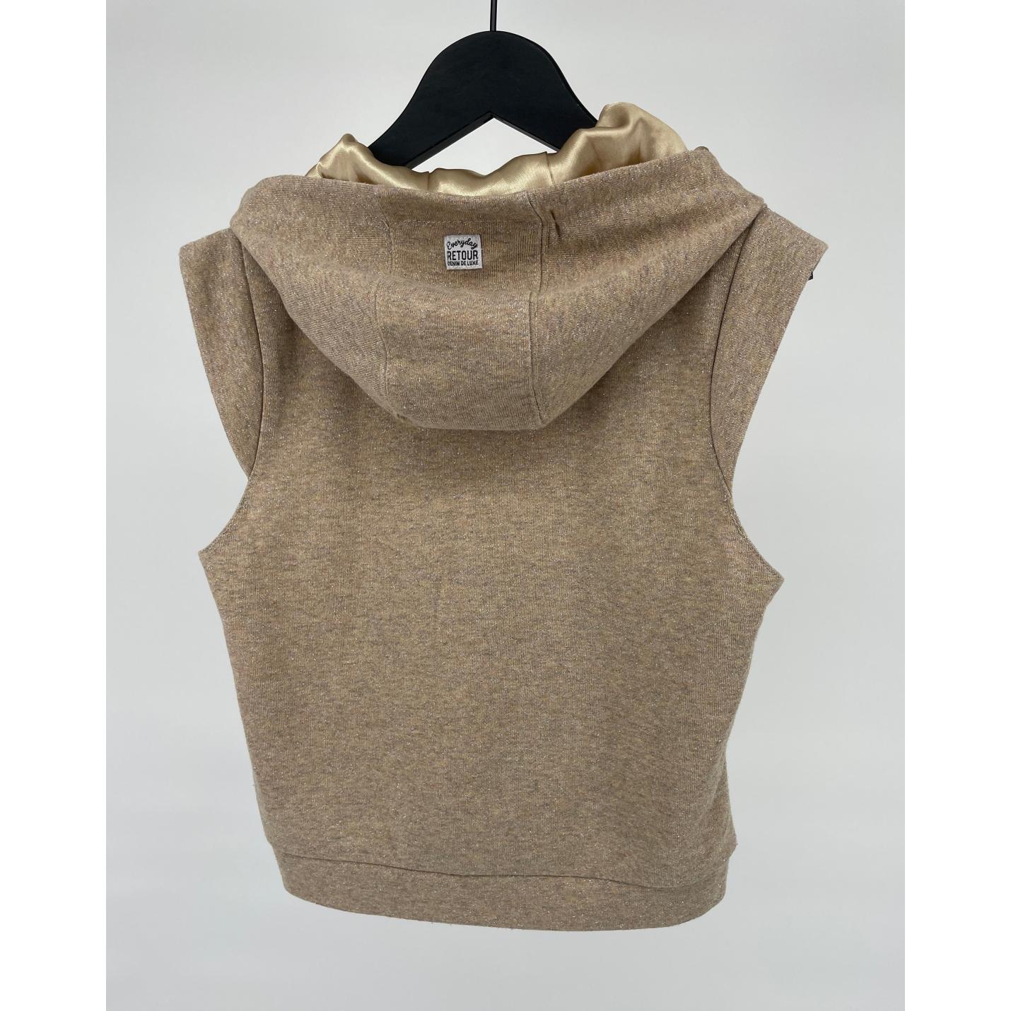 Hoodie Mouwloos Beige Glitter Maat 134 / 140; Afbeelding: 2