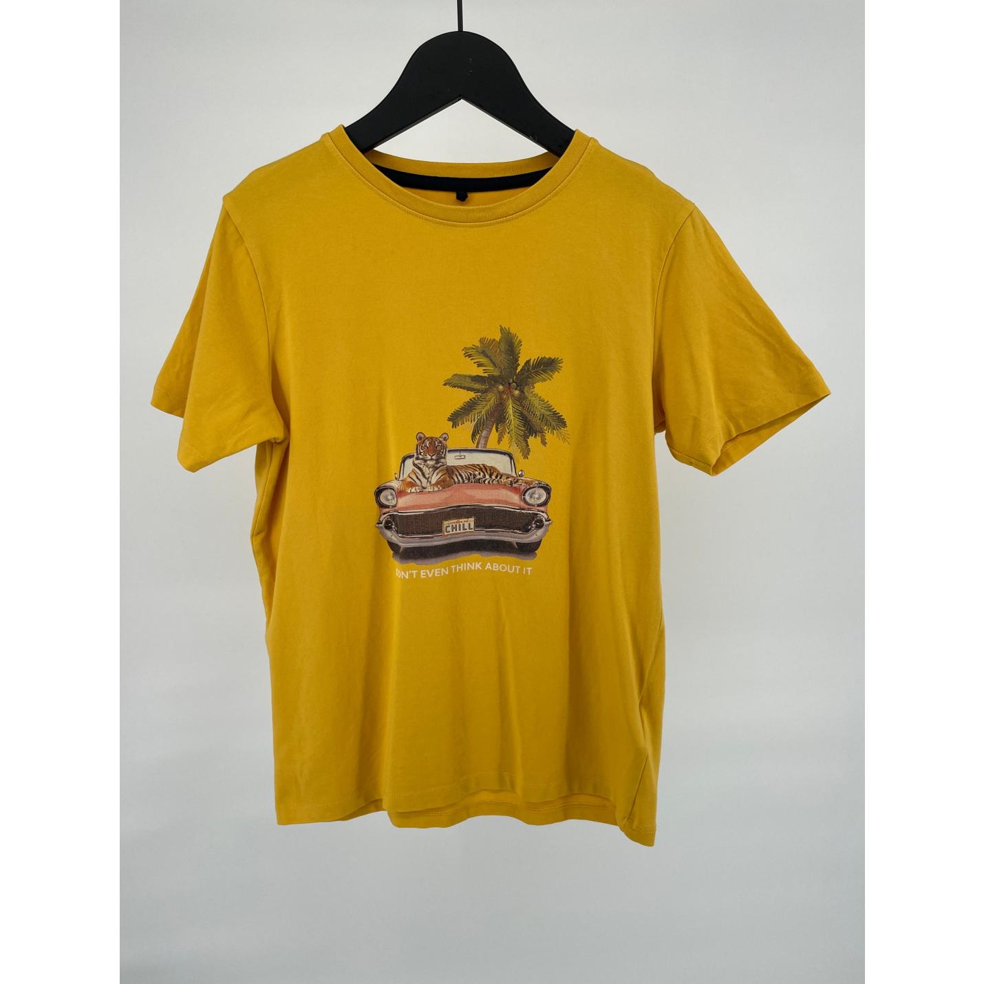 T-shirt Geel Tijger in Auto Maat 146 / 152