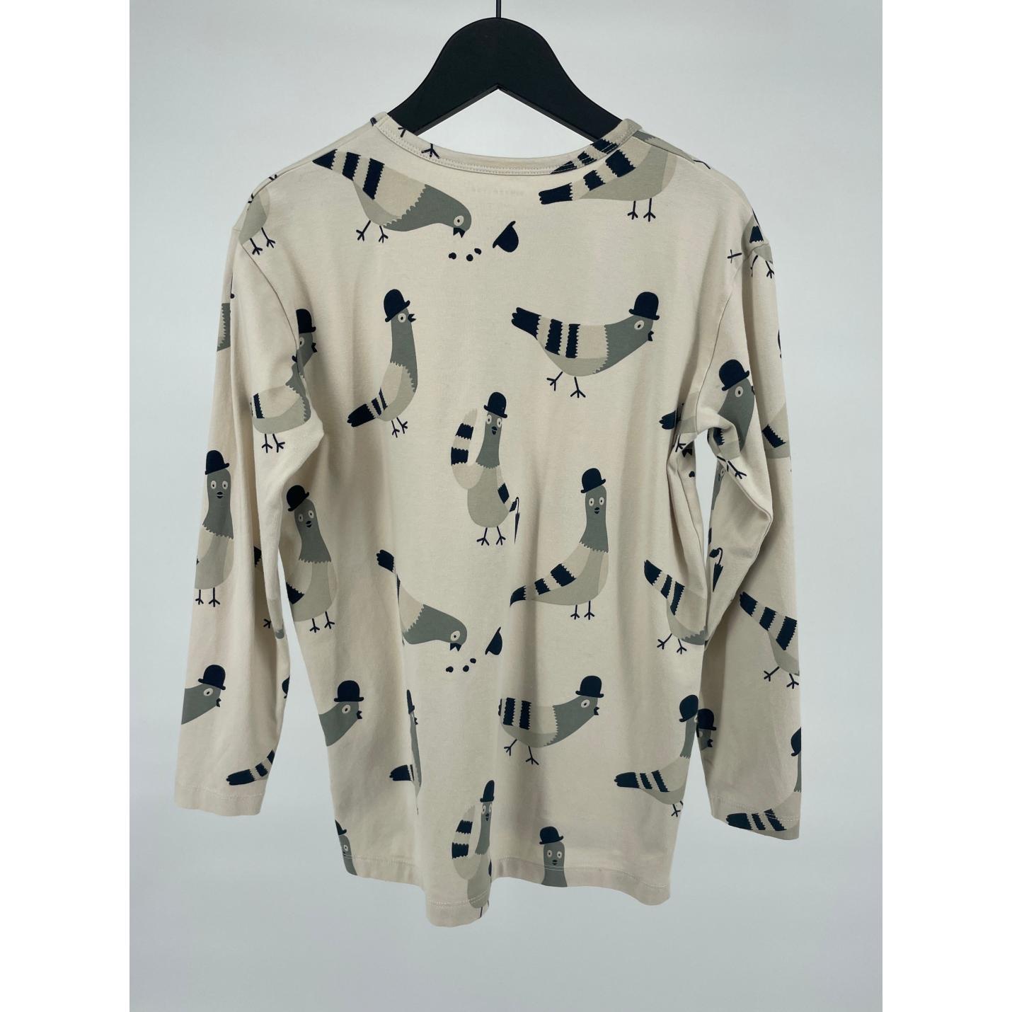 Longsleeve Beige Duiven Print  Maat 140; Afbeelding: 2
