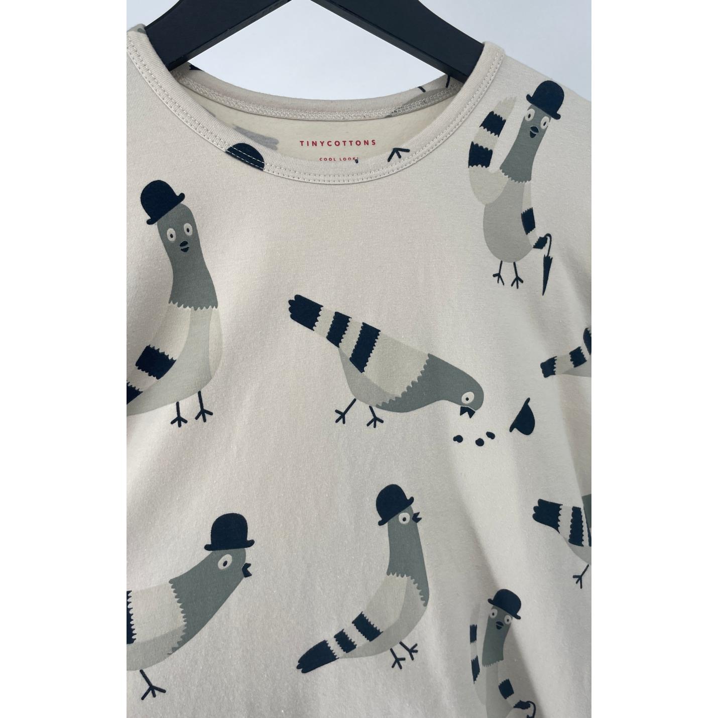 Longsleeve Beige Duiven Print  Maat 140; Afbeelding: 3