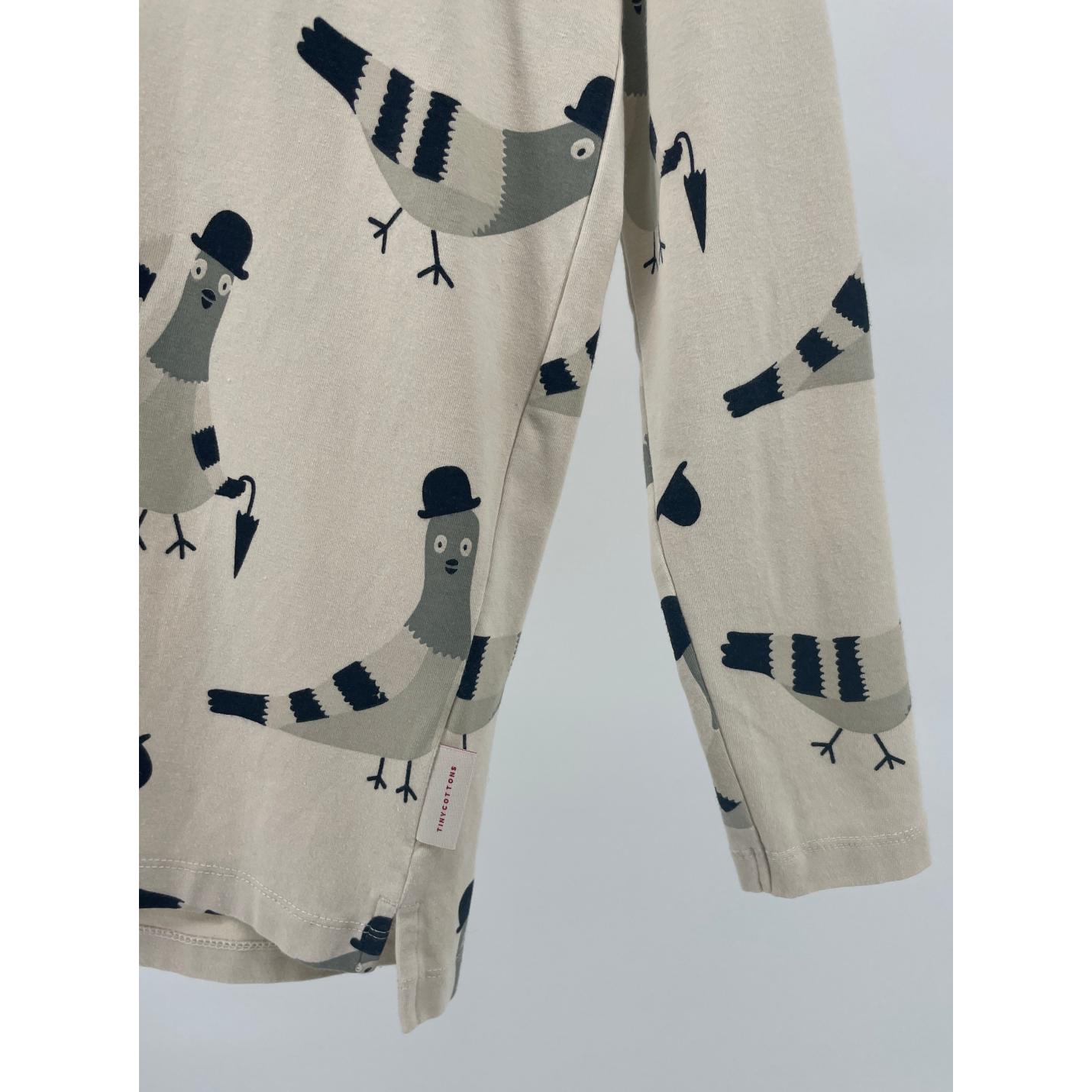 Longsleeve Beige Duiven Print  Maat 140; Afbeelding: 4
