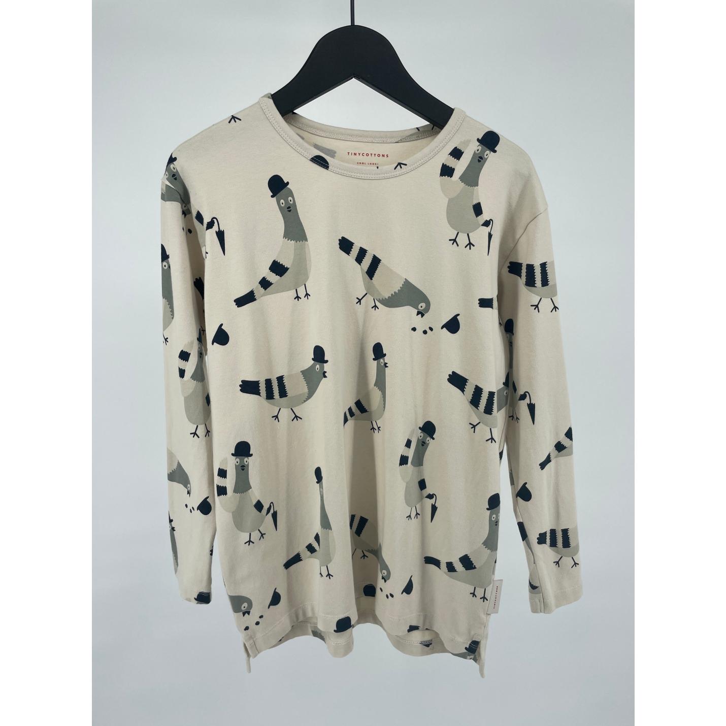Longsleeve Beige Duiven Print  Maat 140
