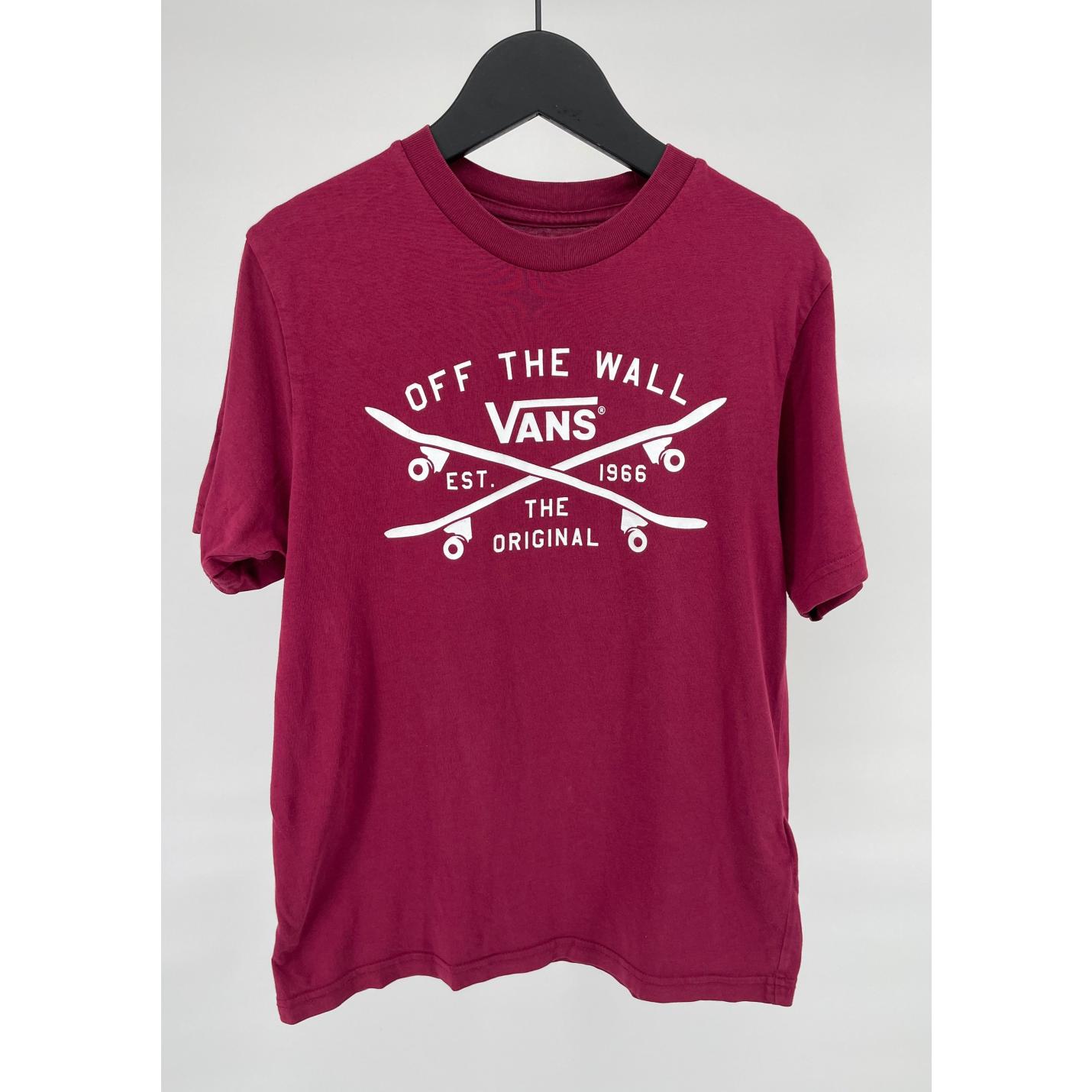 T-shirt Bordeaux met Witte Print Maat 134 / 140