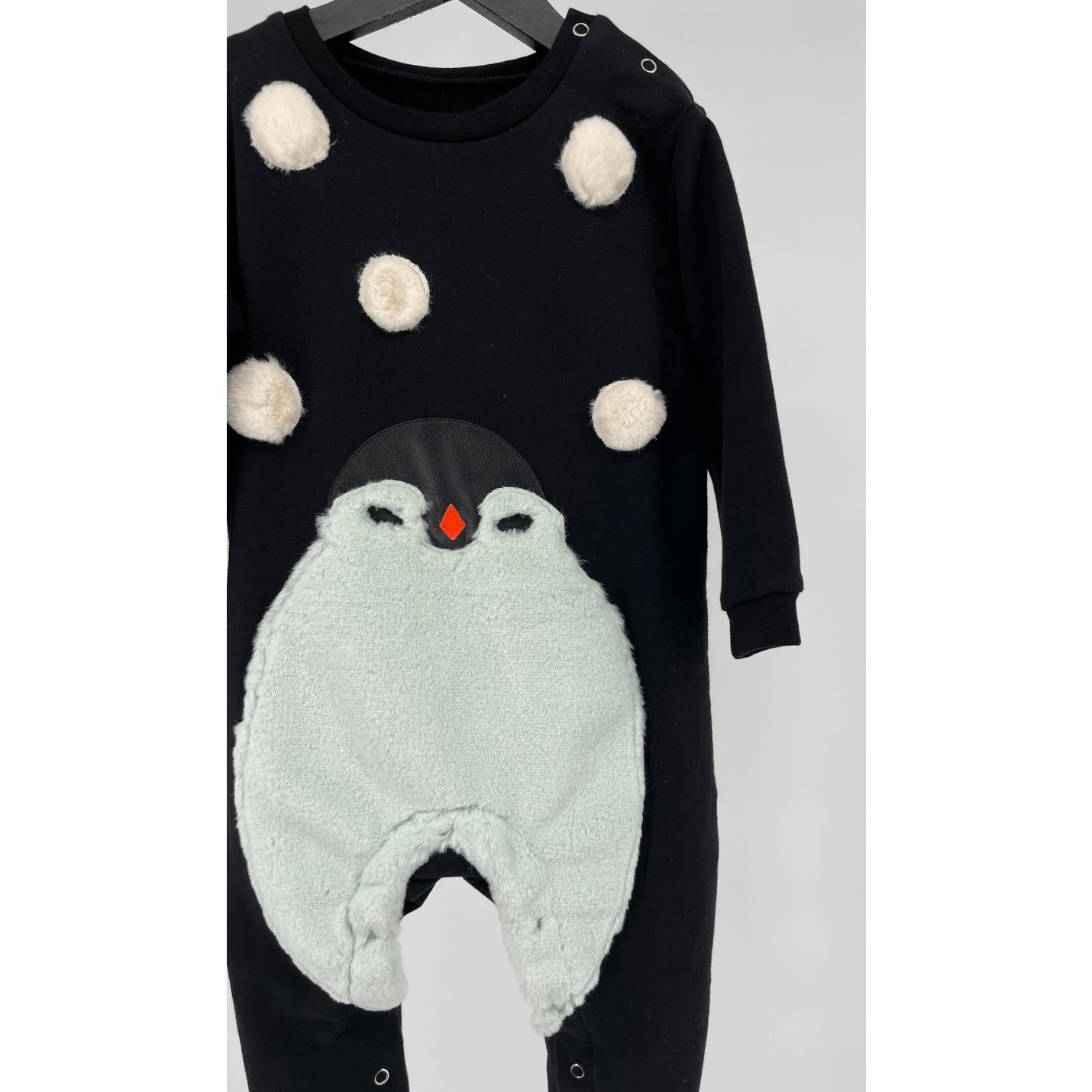 Jumpsuit Zwart met Pinguin Sneeuw Maat 92; Afbeelding: 4
