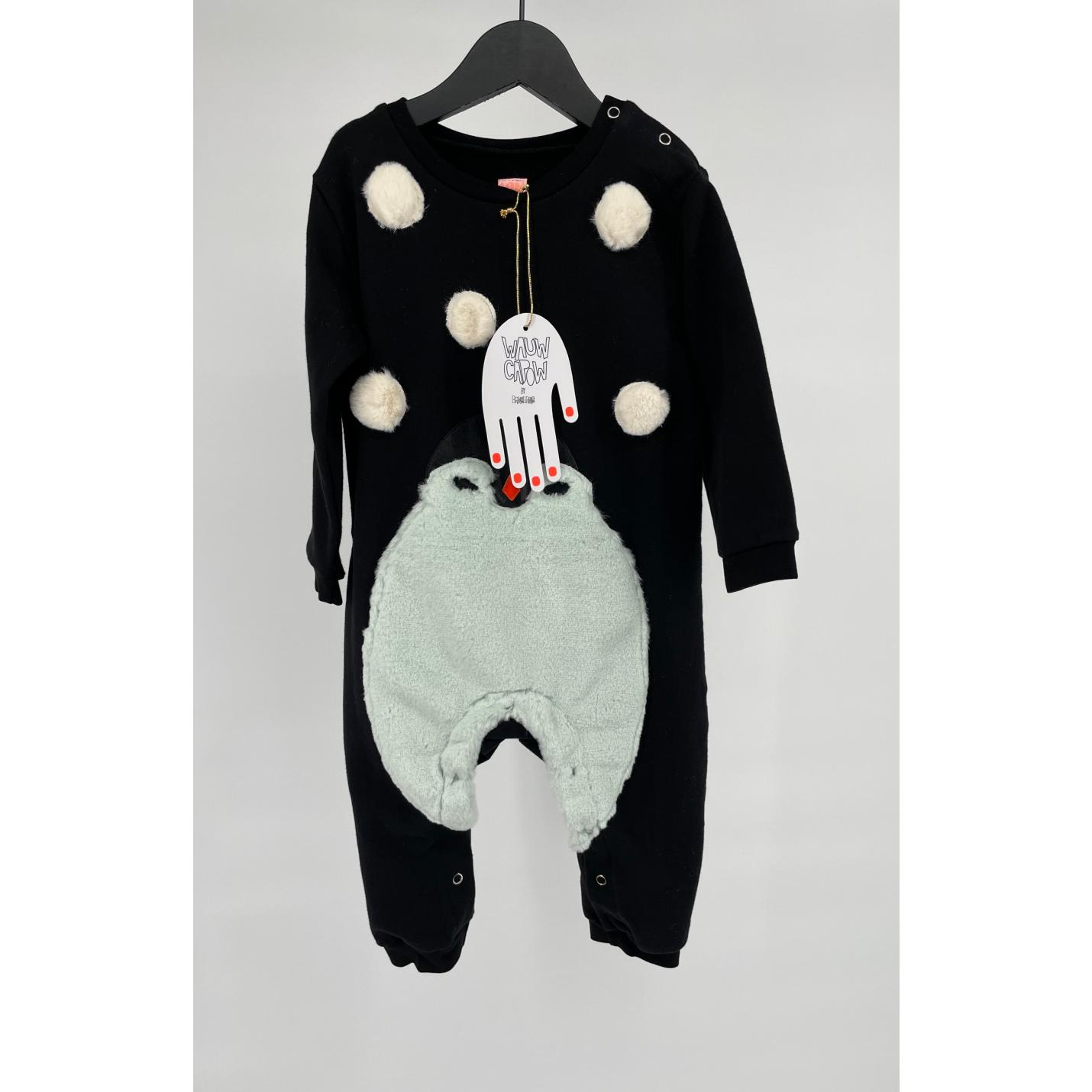 Jumpsuit Zwart met Pinguin Sneeuw Maat 92