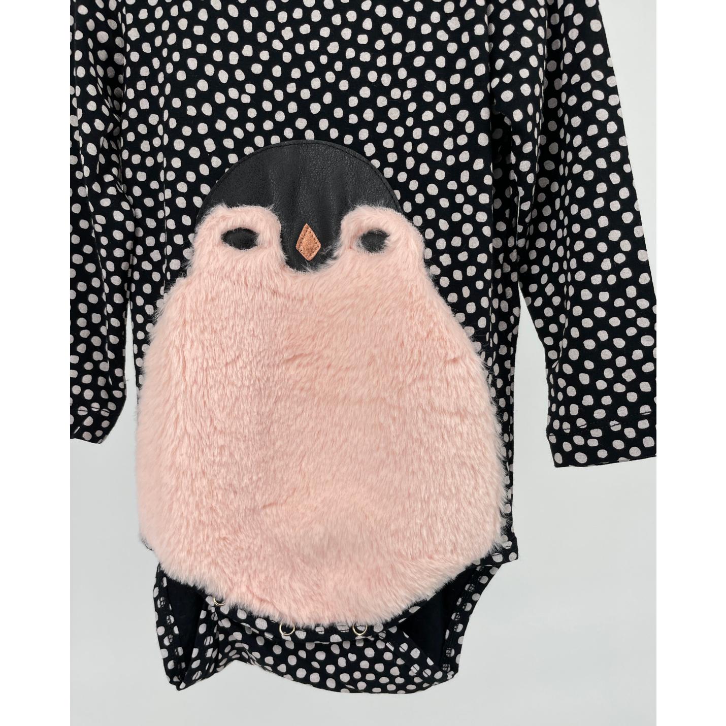 Romper Zwart Witte Stippen Pinguin Maat 92; Afbeelding: 4