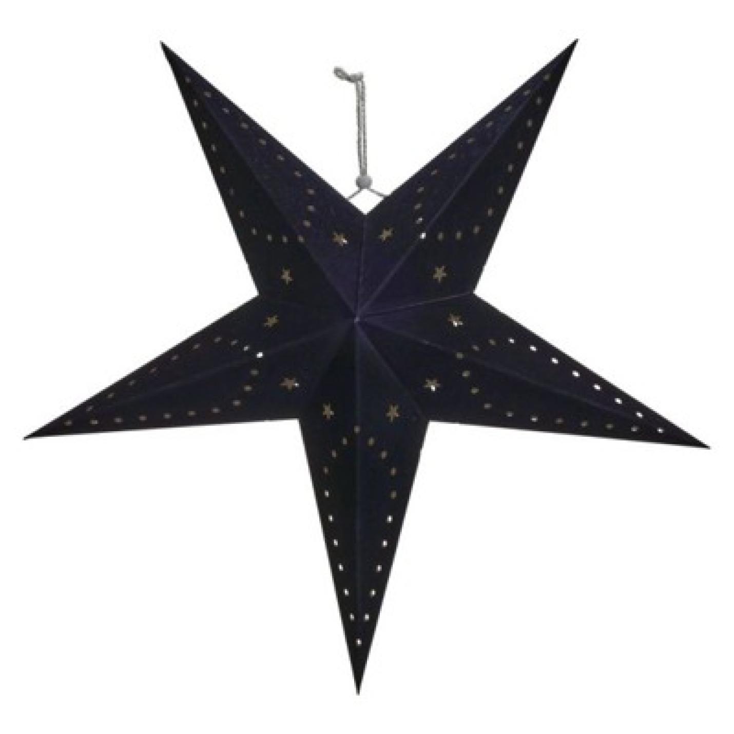 Kerstster zwart 45cm papier met 10 LED lampjes