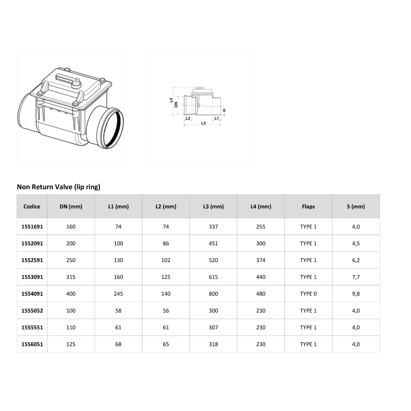 Terugslagklep 110 mm Redi Ontstoppingsstuk