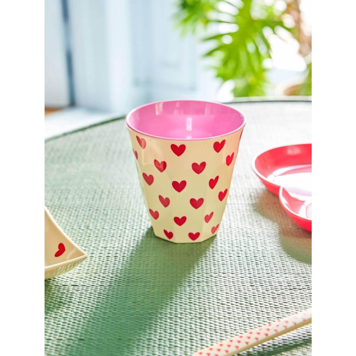 Melamine beker medium Darling Hearts print - Rice; Afbeelding: 2