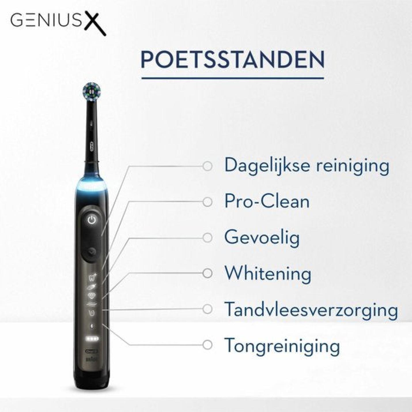 Oral-B Genius X Special Edition - Zwart - Elektrische Tandenborstel met AI - 1 Handvat, 1 Opzetborstel en Reisetui; Afbeelding: 4