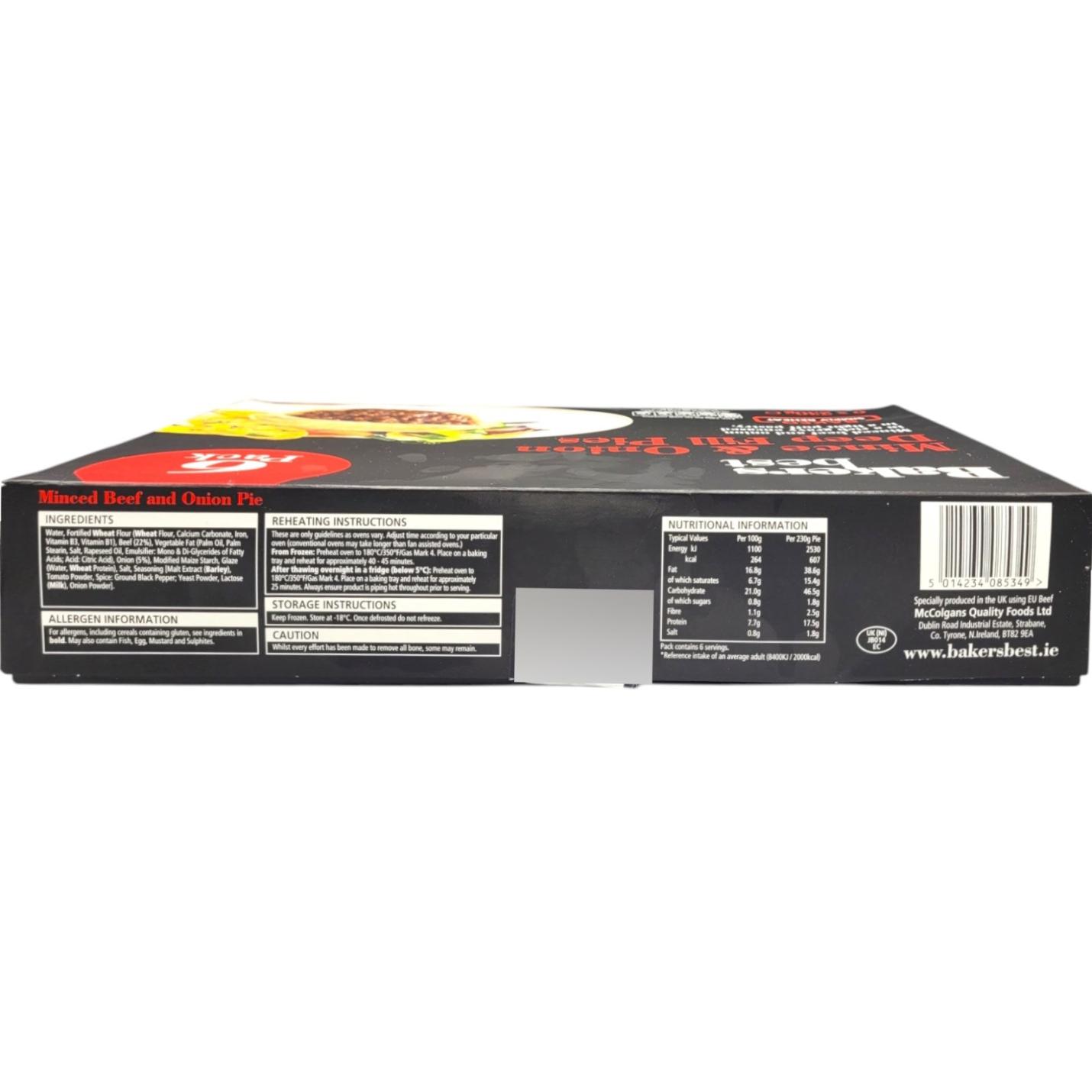 Bakers Best Mince and Onion Pies 6-pack ingredients