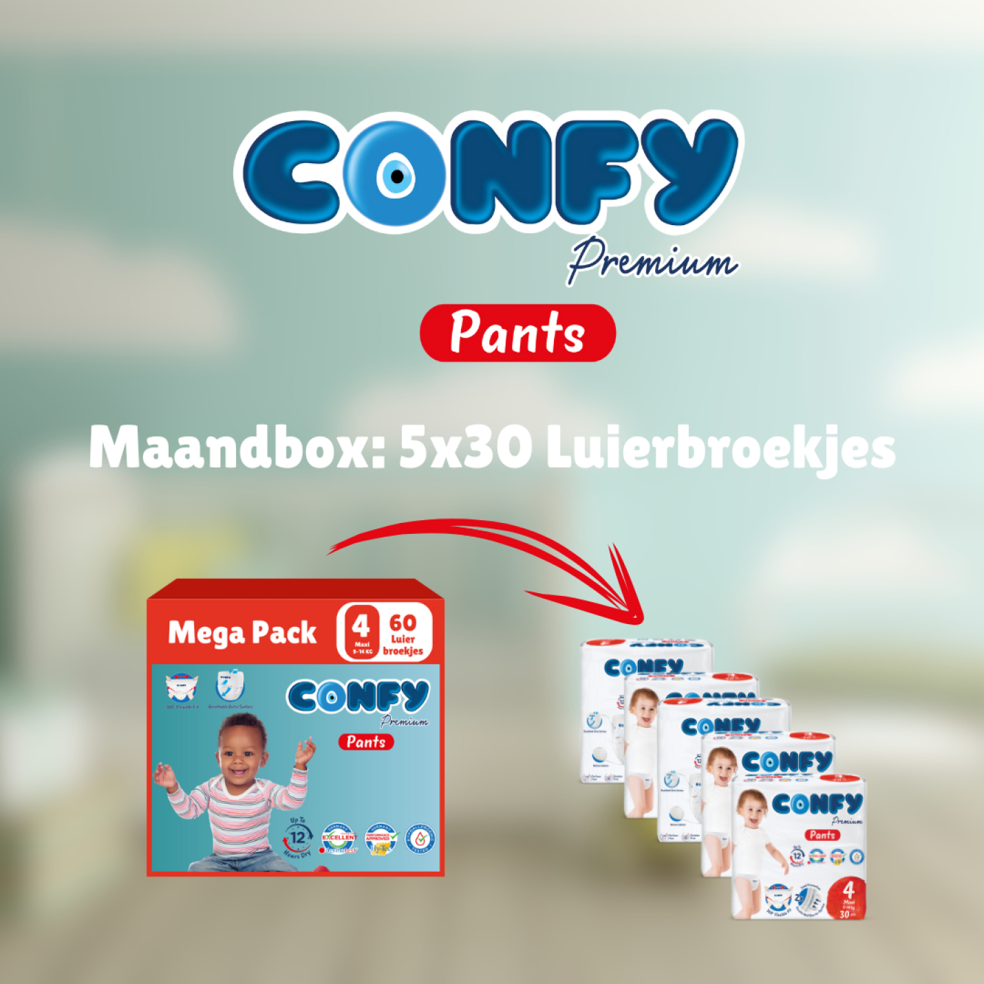 Confy Premium Pants Luierbroekjes verpakkingen verzendoos maandbox 5x30