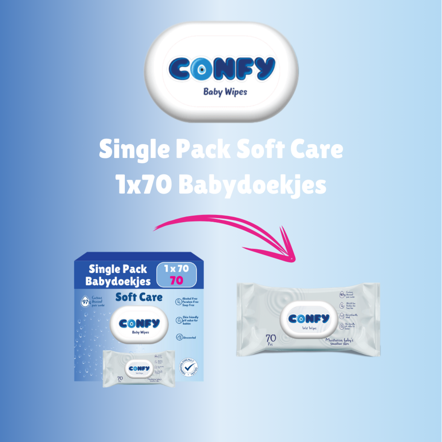 Soft Care Babydoekjes - 1x70 - Single Pack; Afbeelding: 3