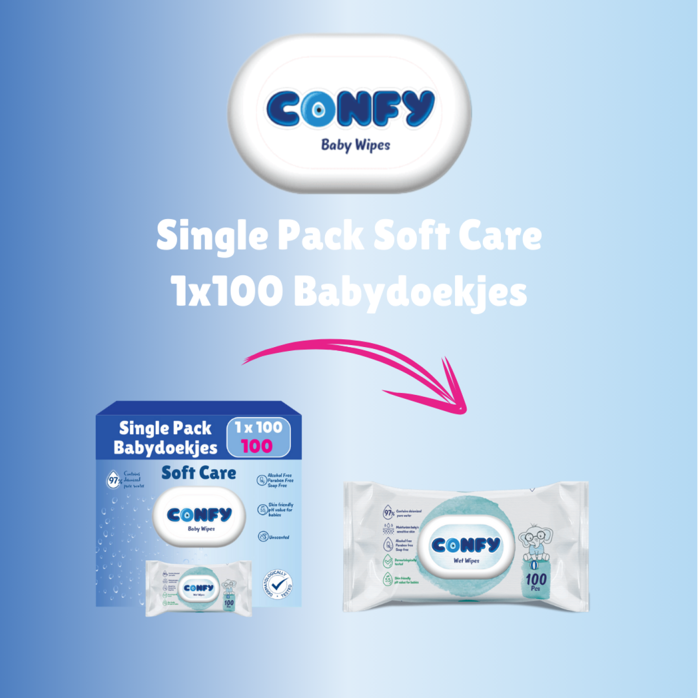 Soft Care Babydoekjes - 1x100 - Single Pack; Afbeelding: 3