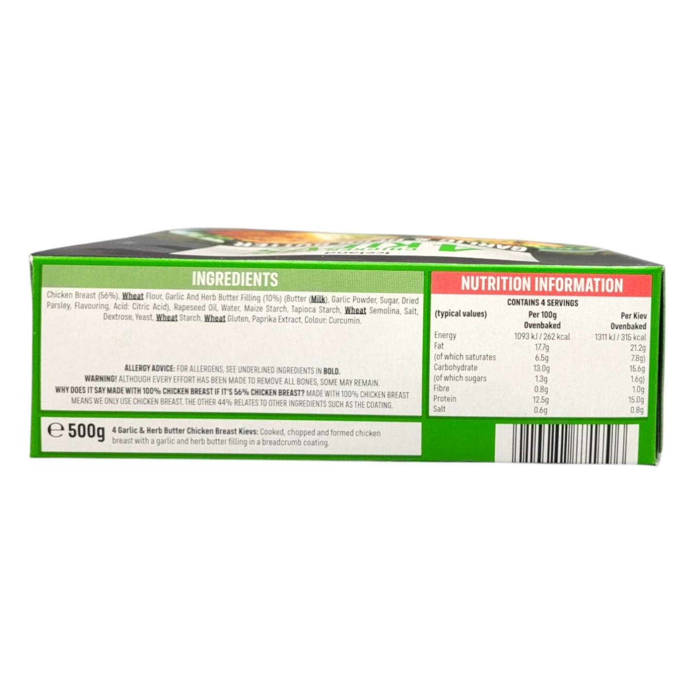 Iceland 4 Garlic And Herb Butter Chicken Breast Kievs, 500g ingredients