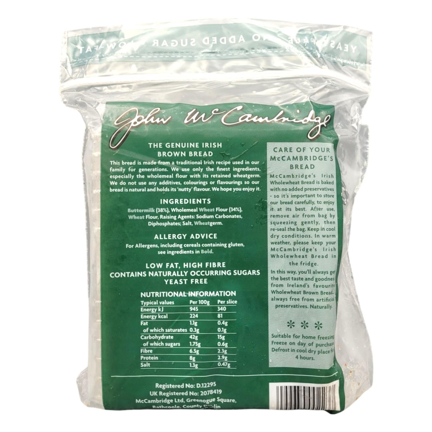 McCambridge Wholewheat Soda Bread ingredients