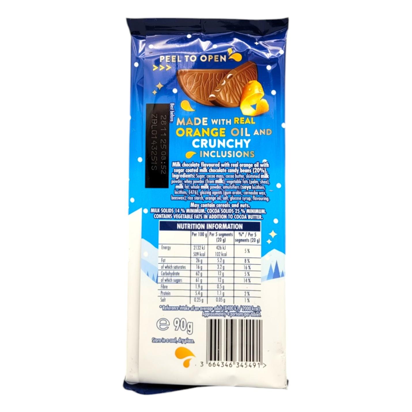 Terry's Chocolate Orange Snowy Crunch Tab 90g ingredients