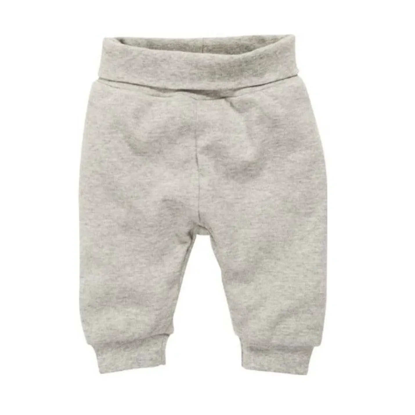 Broekje Grijs melange is een babybroekje met boven en onderaan de broek elastische banden in de kleur grijs melange