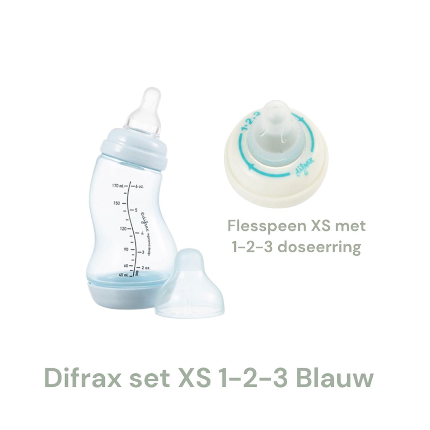 Difrax 1-2-3 XS blauwset met Ice S fles 170ml en XS doseerspeen met ring