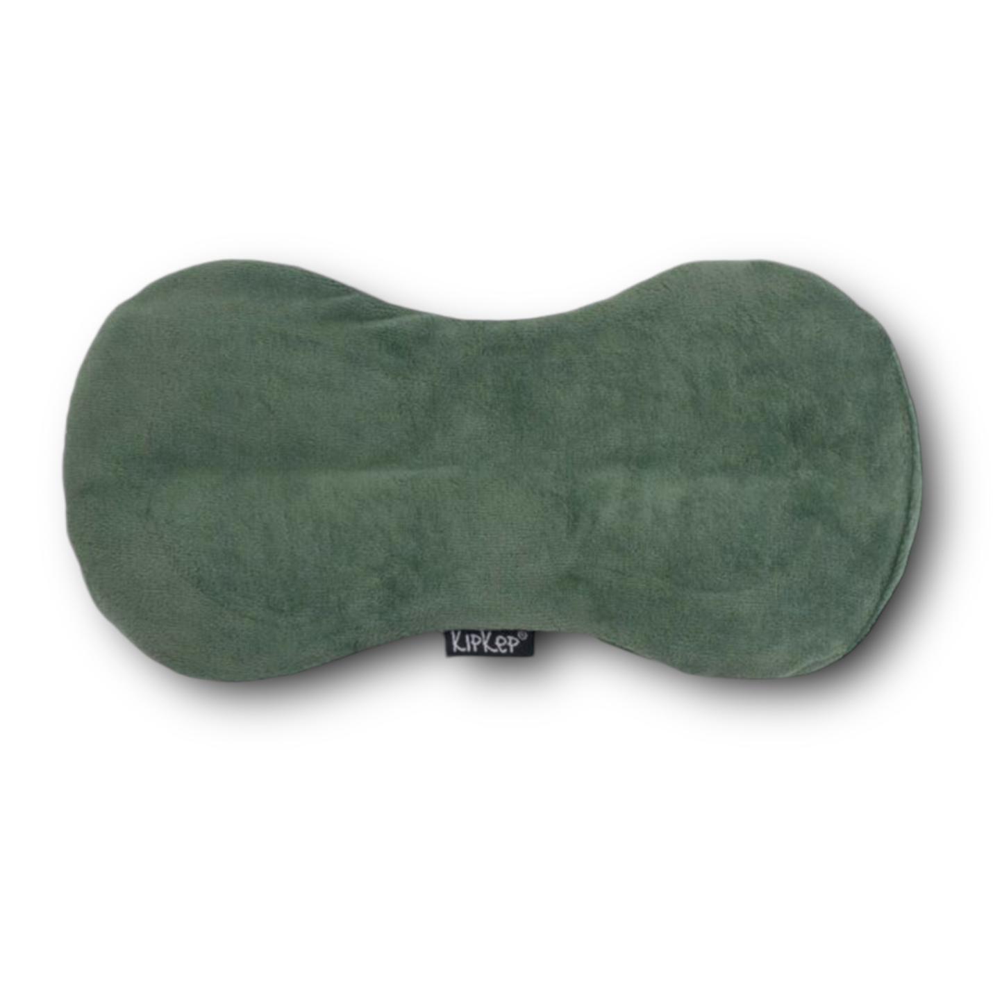 Woller Warmtekussentje Groen KipKep is een groen langwerpig warmtekussentje met zachte fluweel stof