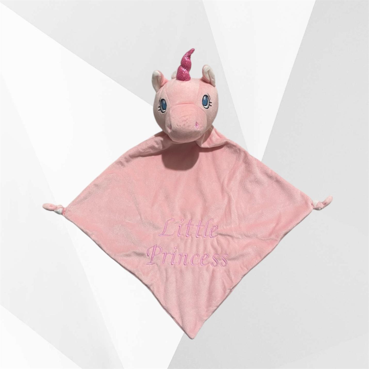 Knuffeldier doekje eenhoorn roze geborduurd Little Princess