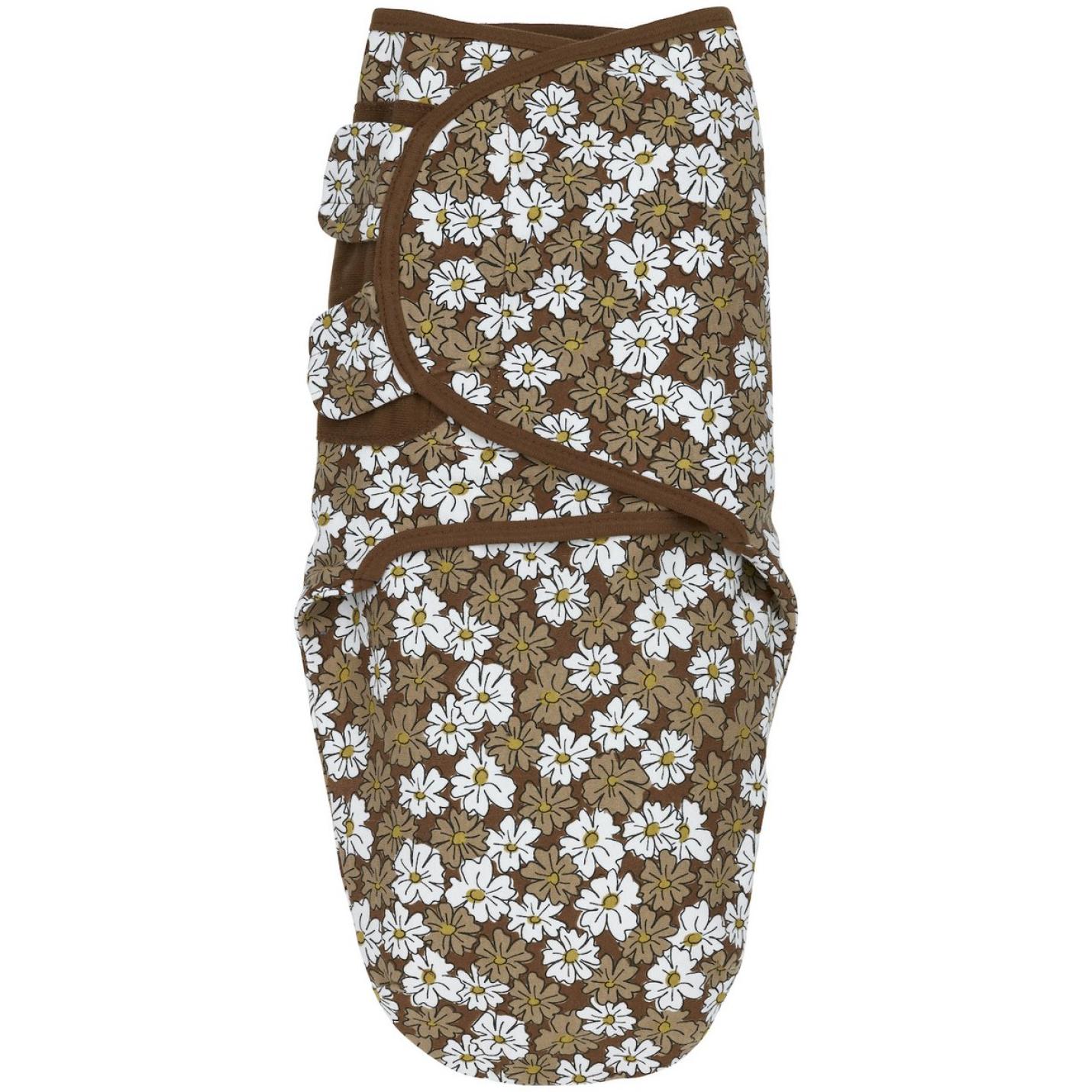 Meyco-Baby-Swaddle-inbakerdoek-1pack-vintage flower-chocolate