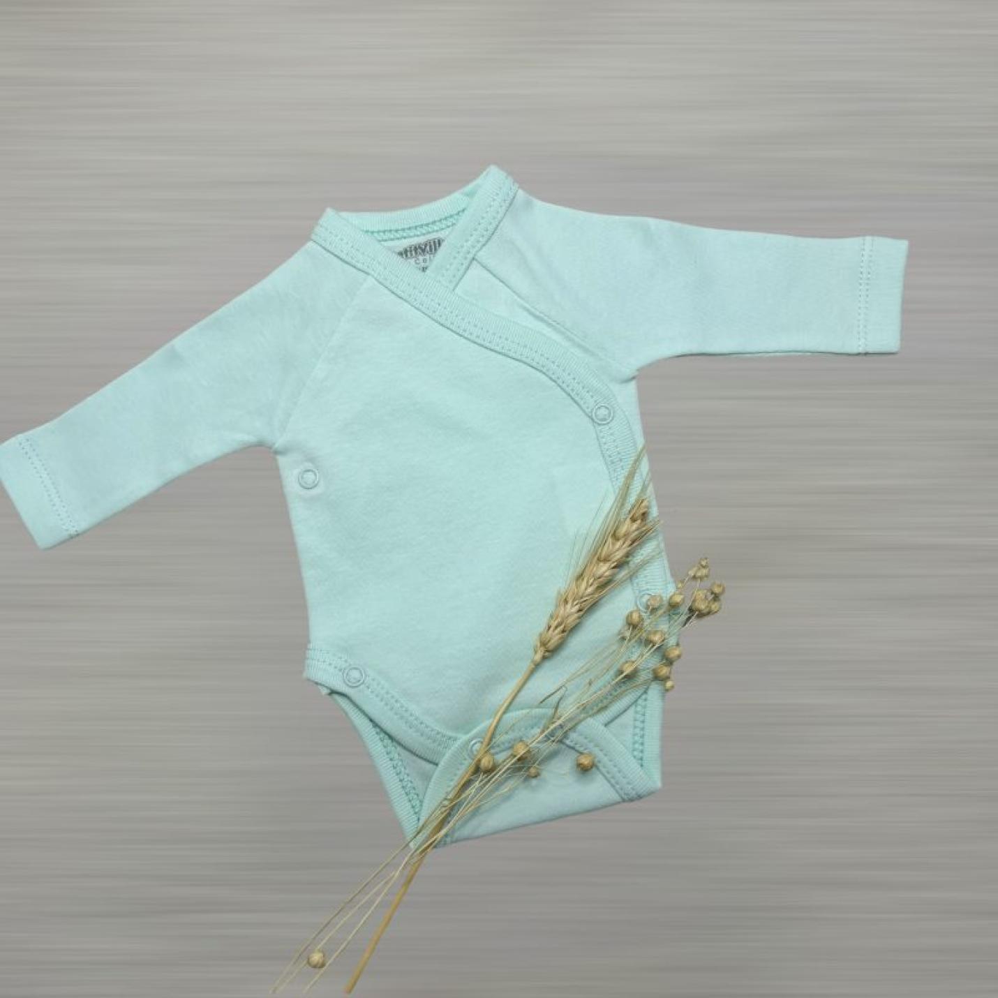 Overslagromper Mintgroen lange mouwen en effen mintgroen met drukknoopjes