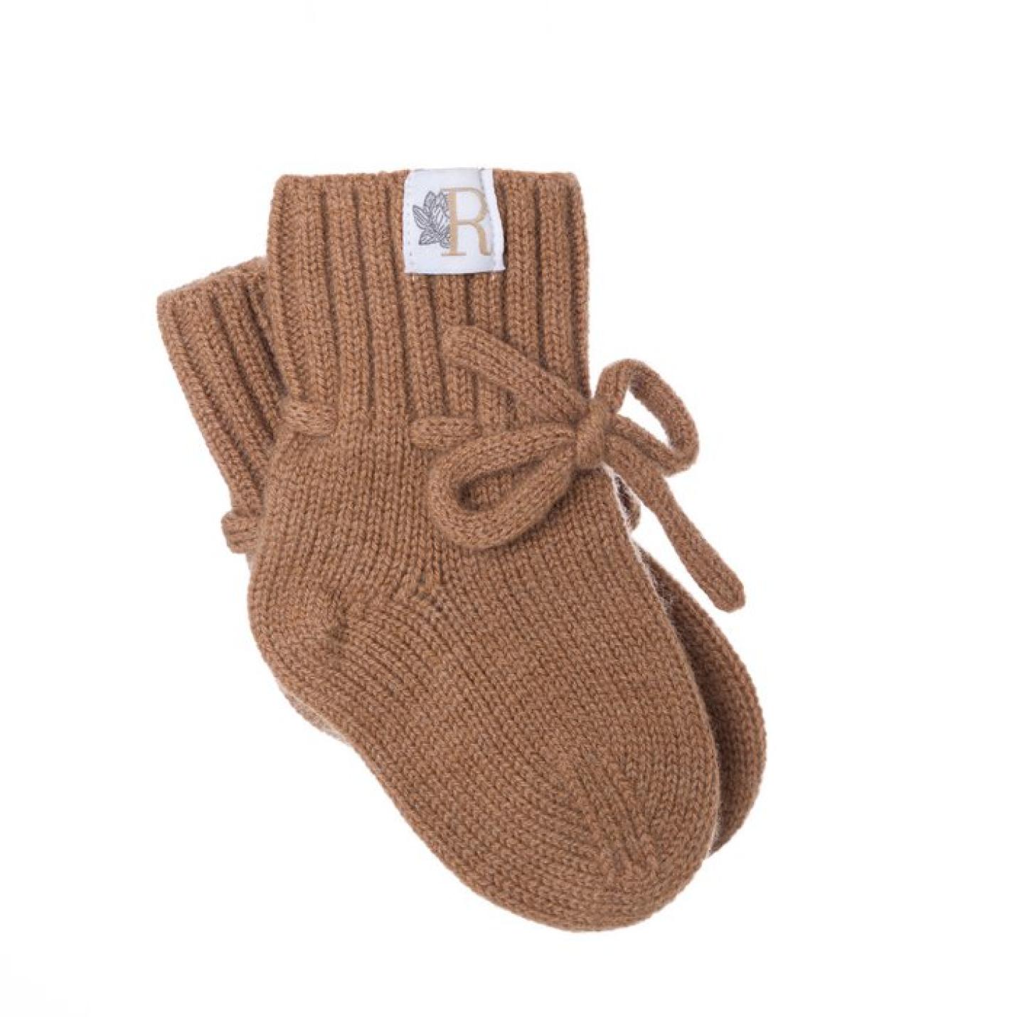 Merino wol slofjes bruin zijn bruine baby slof sokjes met touw om enkel