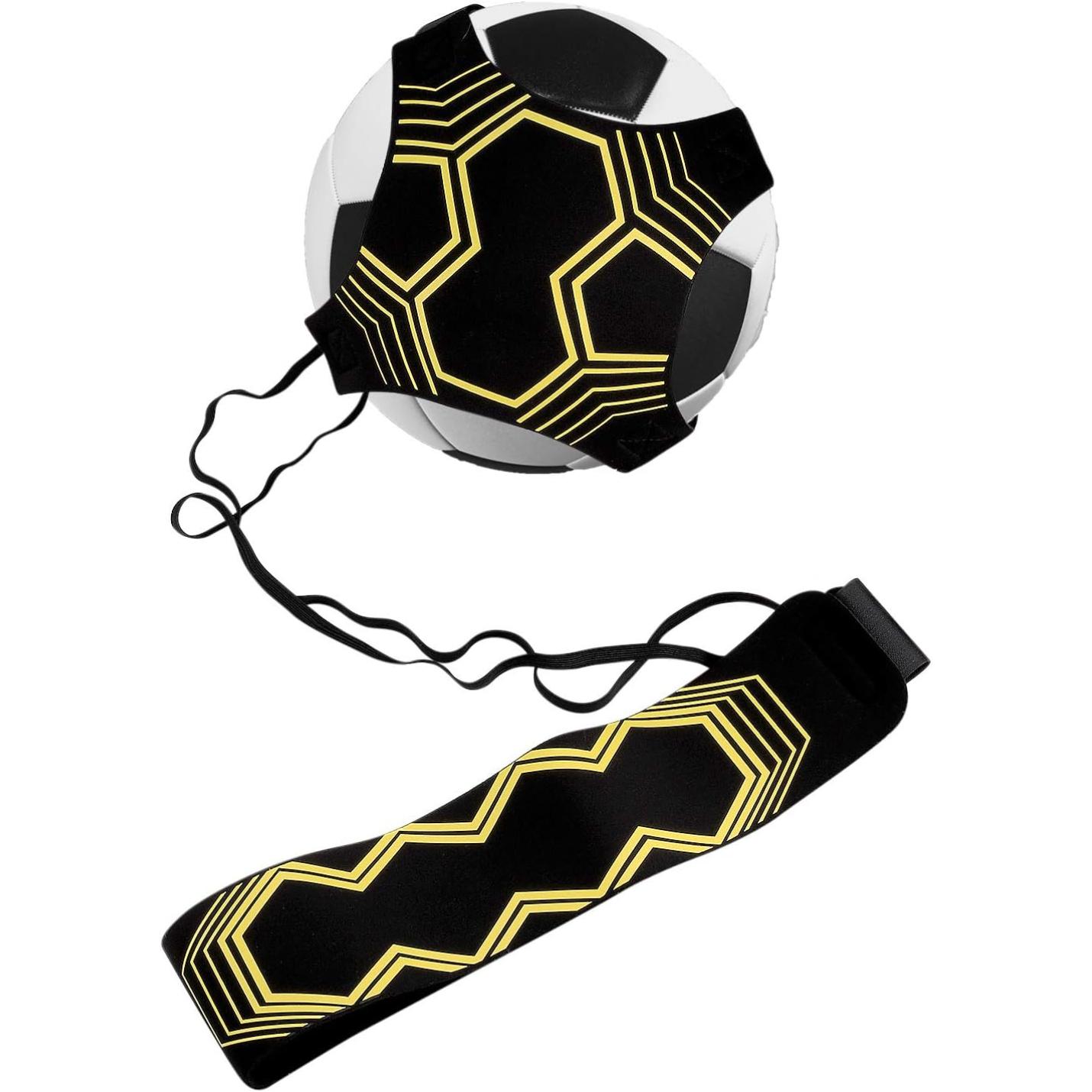 ⚽ Verbeter je voetbalvaardigheden met deze solo voetbaltrainer! Deze zwart-witte voetbal met zwart-gele harnasriem is perfect om balcontrole te verbeteren tijdens solotraining, ideaal voor de moderne voetbaltrainer die zijn vaardigheden onderweg wil verfijnen.