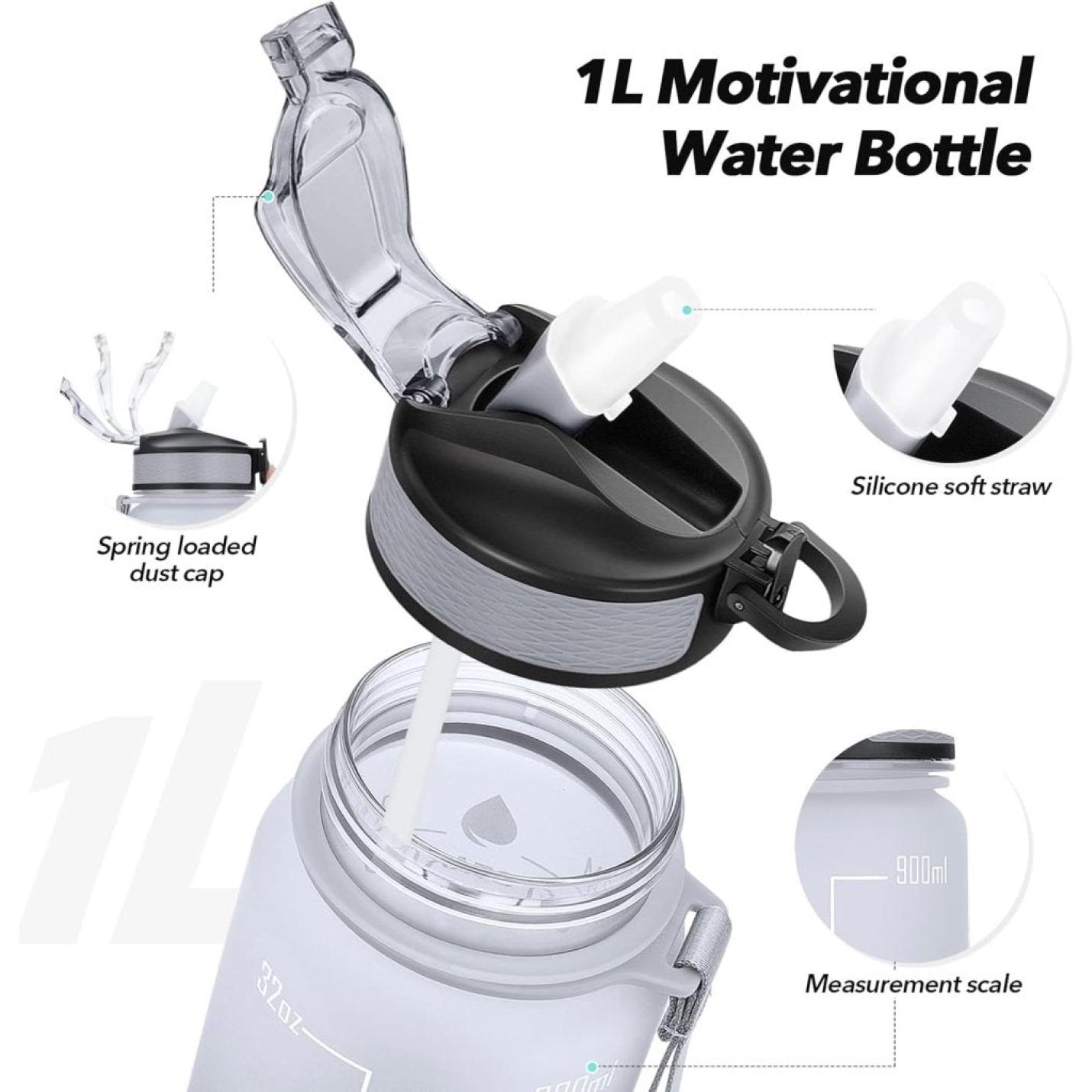 💧 Altijd gehydrateerd met deze BPA - vrije waterfles van 1 liter! - happygetfit.com