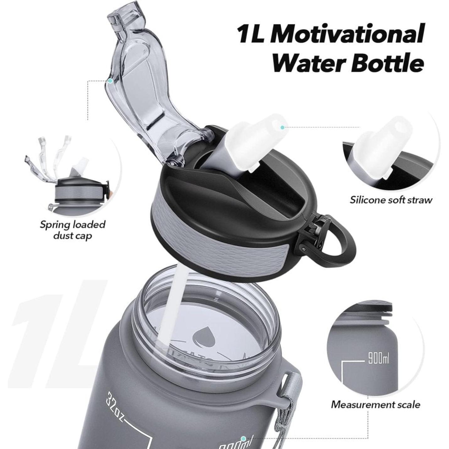 💧 Altijd gehydrateerd met deze BPA - vrije waterfles van 1 liter! - happygetfit.com