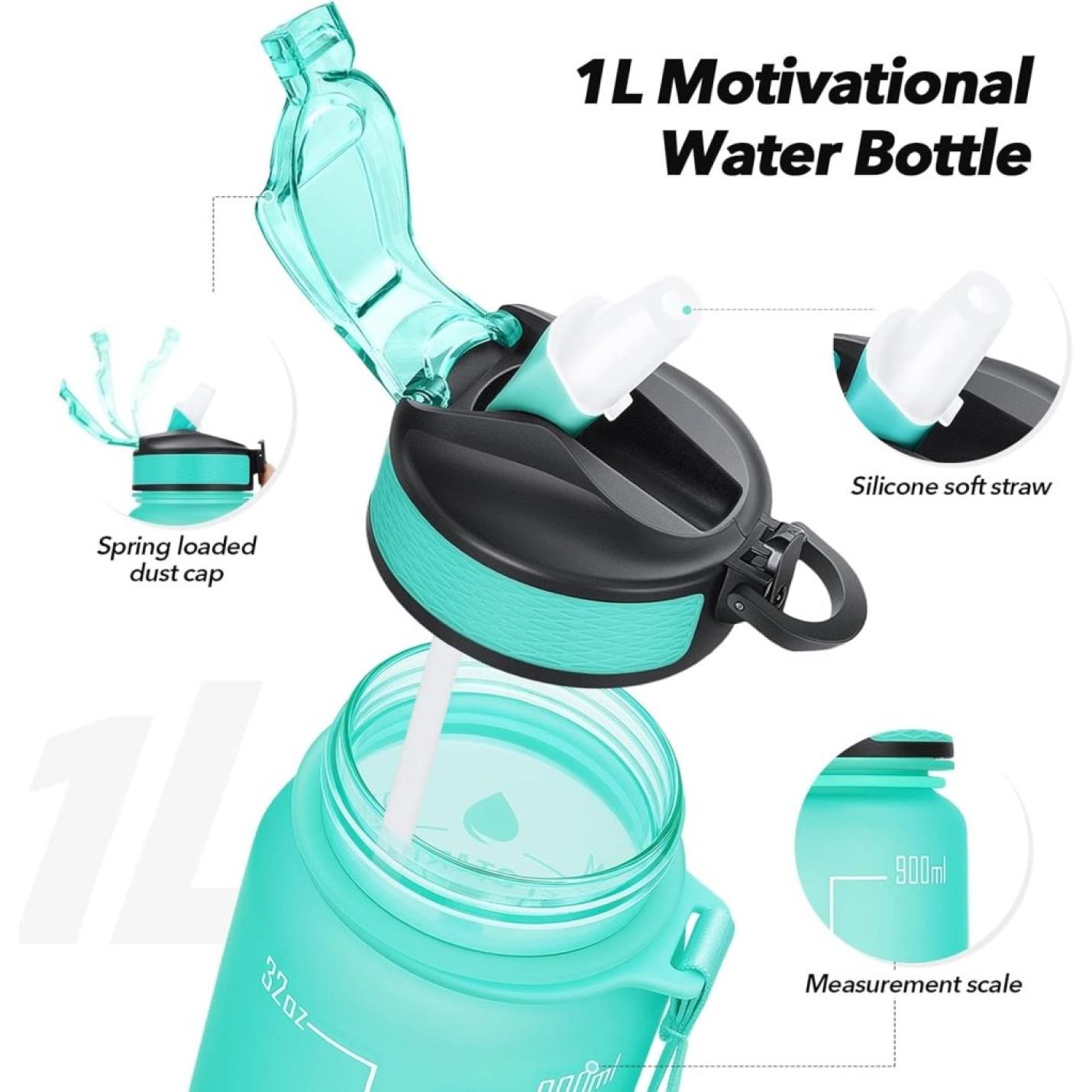 💧 Altijd gehydrateerd met deze BPA - vrije waterfles van 1 liter! - happygetfit.com