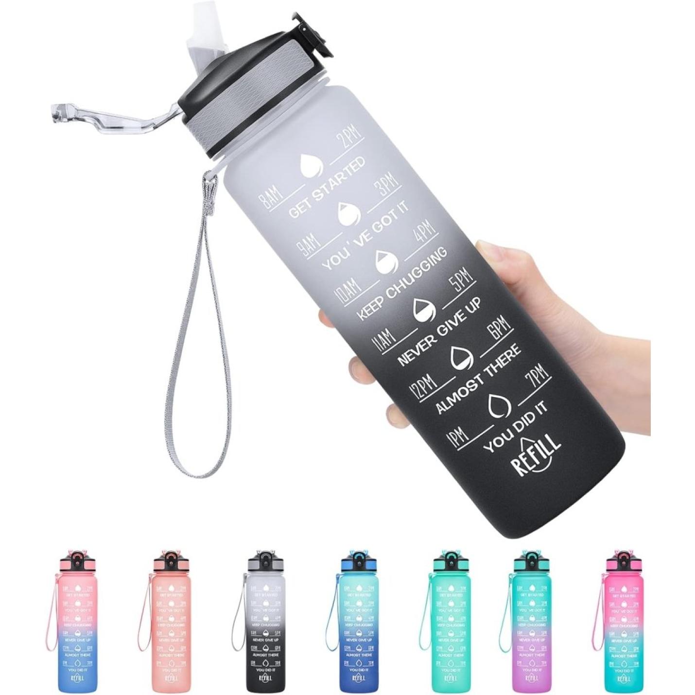 💧 Altijd gehydrateerd met deze BPA - vrije waterfles van 1 liter! - happygetfit.com