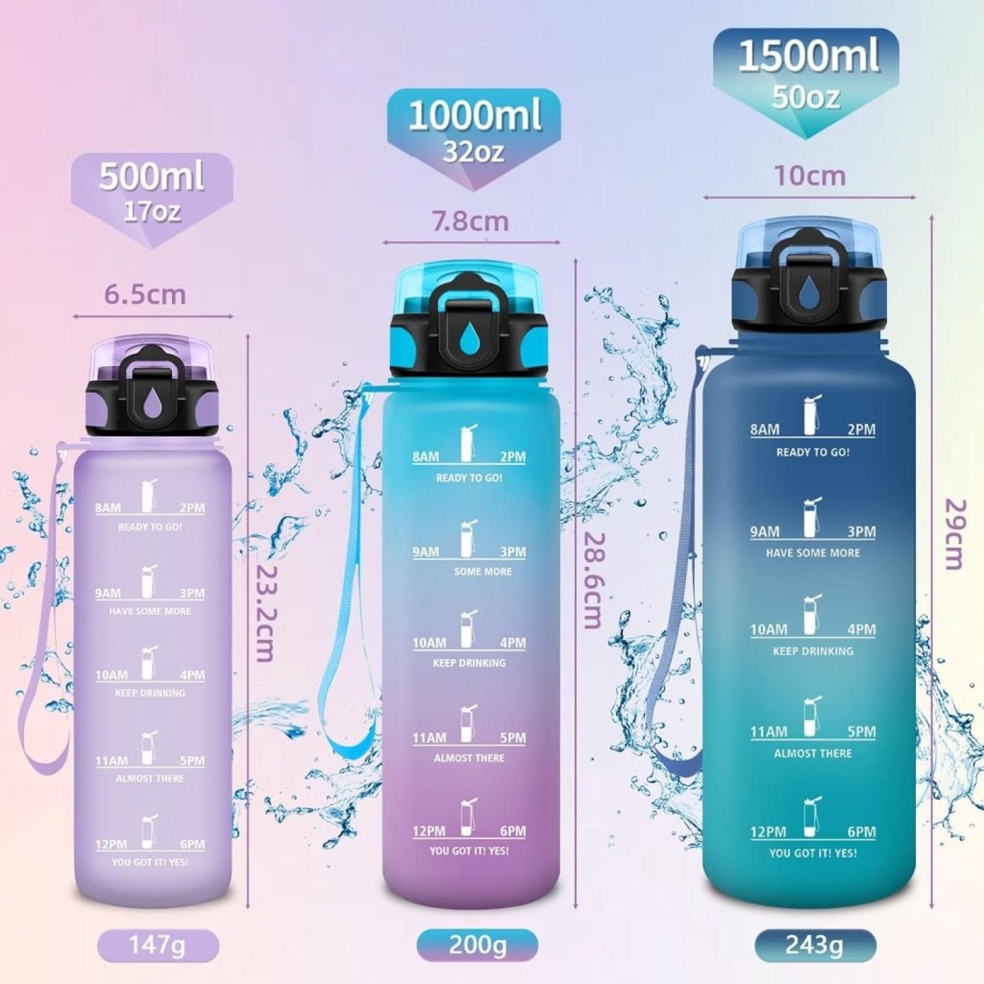 💧 Blijf gehydrateerd met deze BPA - vrije drinkfles van 500 ml en 1000 ml! - happygetfit.com