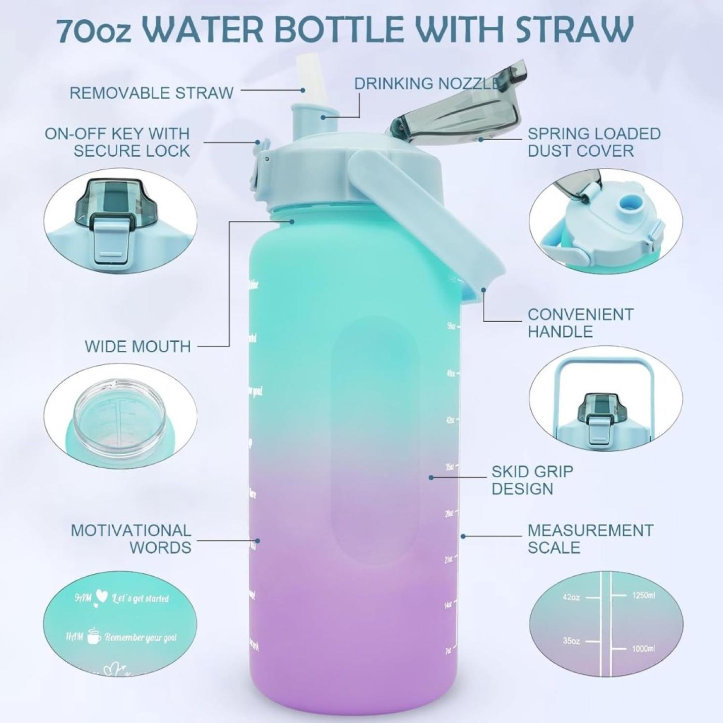 💧 BPA - vrije sportwaterfles van 2 liter – Blijf moeiteloos gehydrateerd! - happygetfit.com