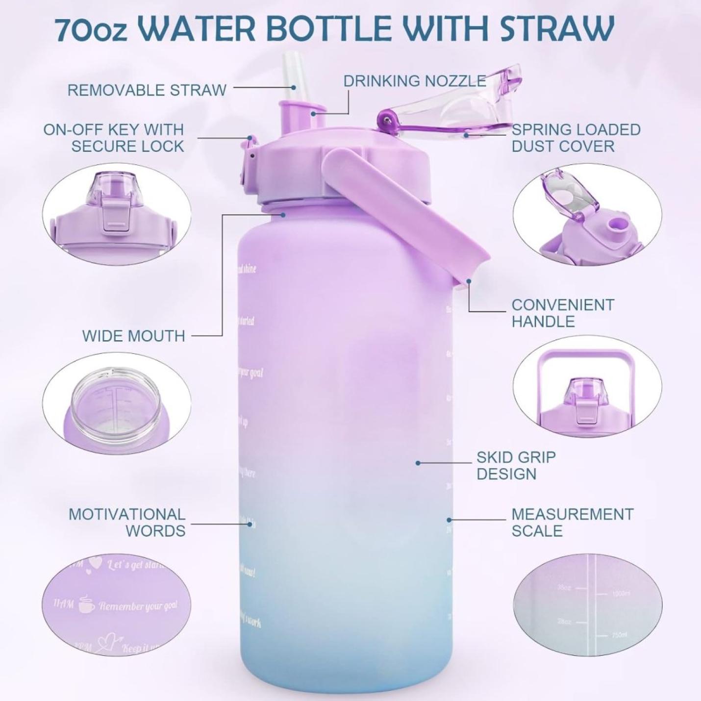 💧 BPA - vrije sportwaterfles van 2 liter – Blijf moeiteloos gehydrateerd! - happygetfit.com