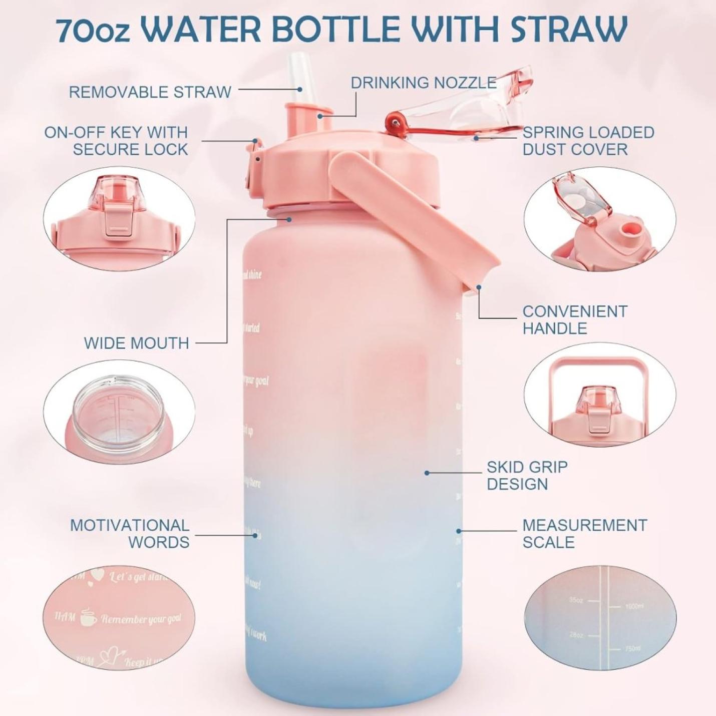 💧 BPA - vrije sportwaterfles van 2 liter – Blijf moeiteloos gehydrateerd! - happygetfit.com