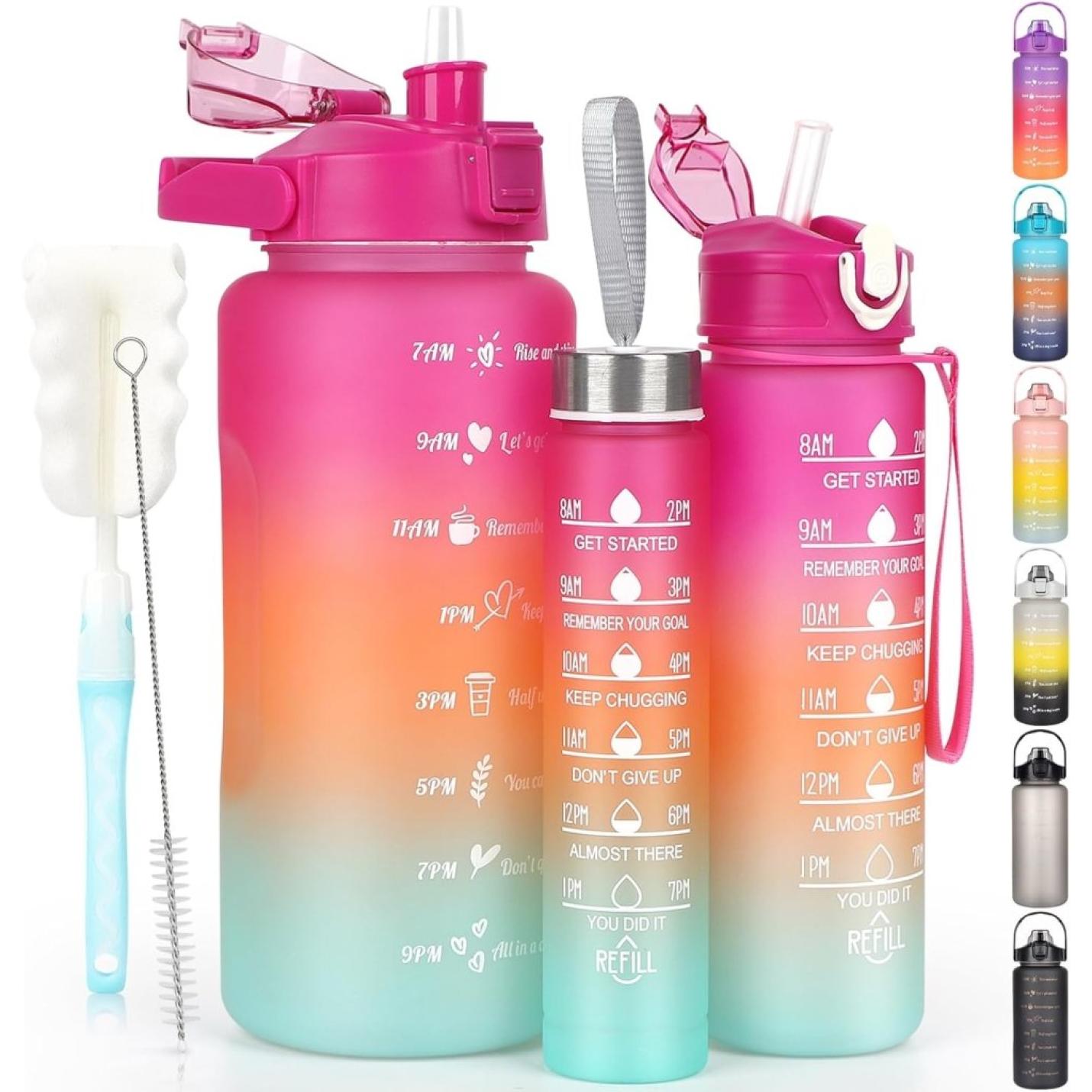 💧 Complete hydratieset – 3 stuks waterflessen voor elke gelegenheid! 🚀 - happygetfit.com