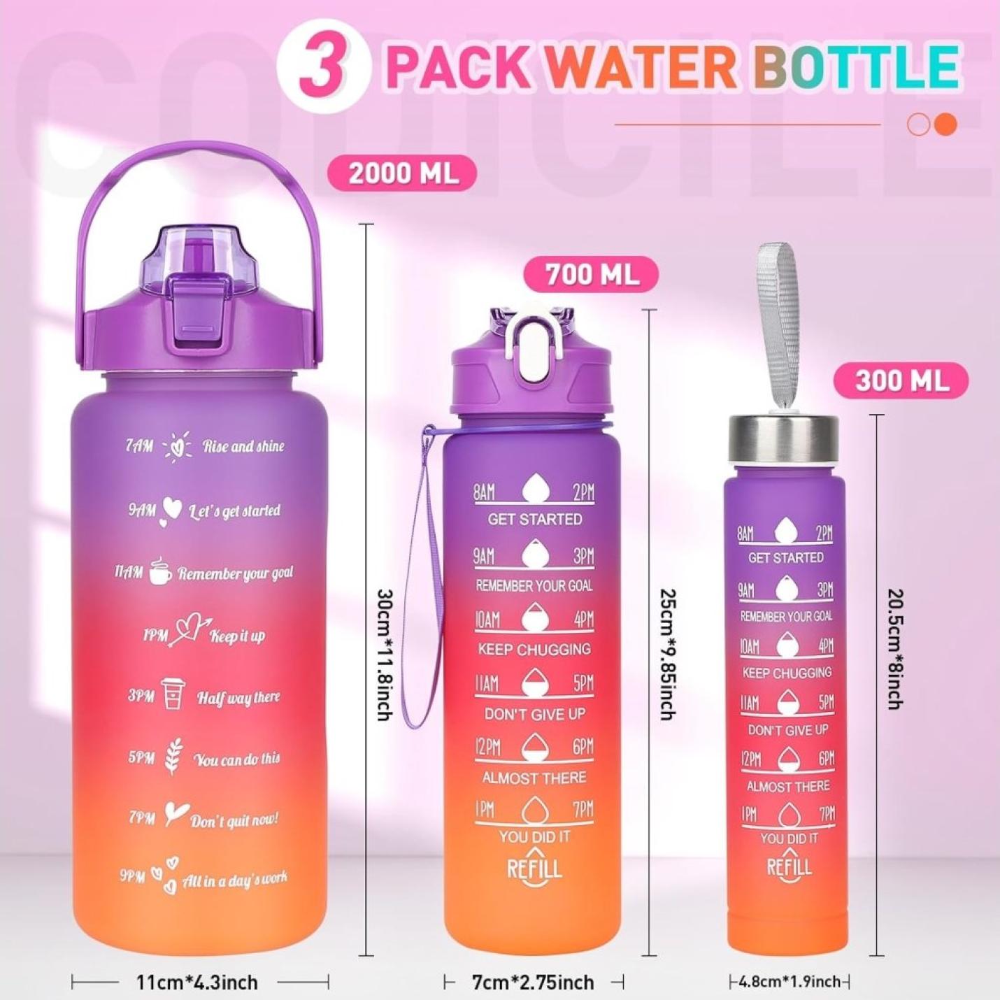 💧 Complete hydratieset – 3 stuks waterflessen voor elke gelegenheid! 🚀 - happygetfit.com