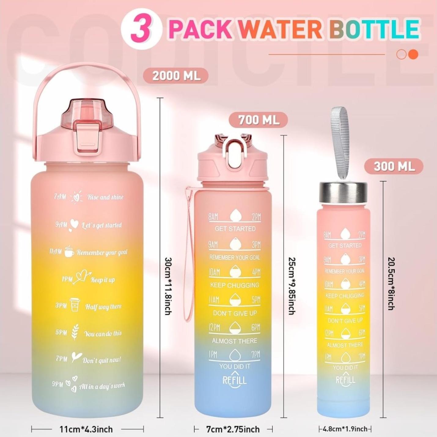 💧 Complete hydratieset – 3 stuks waterflessen voor elke gelegenheid! 🚀 - happygetfit.com