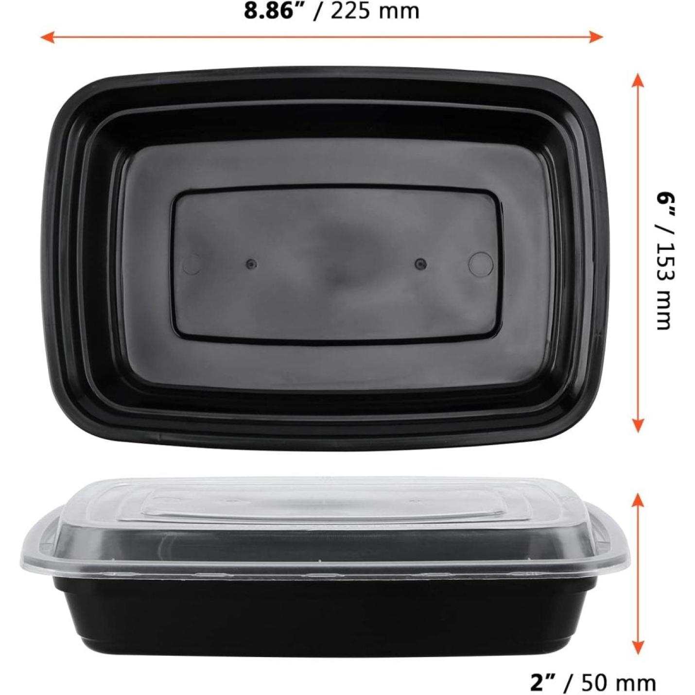 🍱 Maaltijdvoorbereiding eenvoudiger dan ooit – Herbruikbare maaltijdbereidingscontainers: BPA-vrije rechthoekige plastic voedselcontainer, 8,86x6x2 inch, met luchtdichte deksel en zwarte bodem. Perfect voor maaltijdbereiding met transparant bovenstuk.