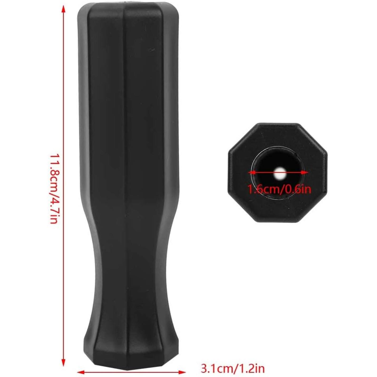 Zwarte kunststof zeshoekige handgreep (11,8 cm hoog, 3,1 cm breed) met antislipontwerp en centraal installatiegat voor professionele tafelvoetbalbediening met behulp van "⚽ Meer grip, meer controle – speel tafelvoetbal als een pro met deze tafelvoetbal handgrepen!.