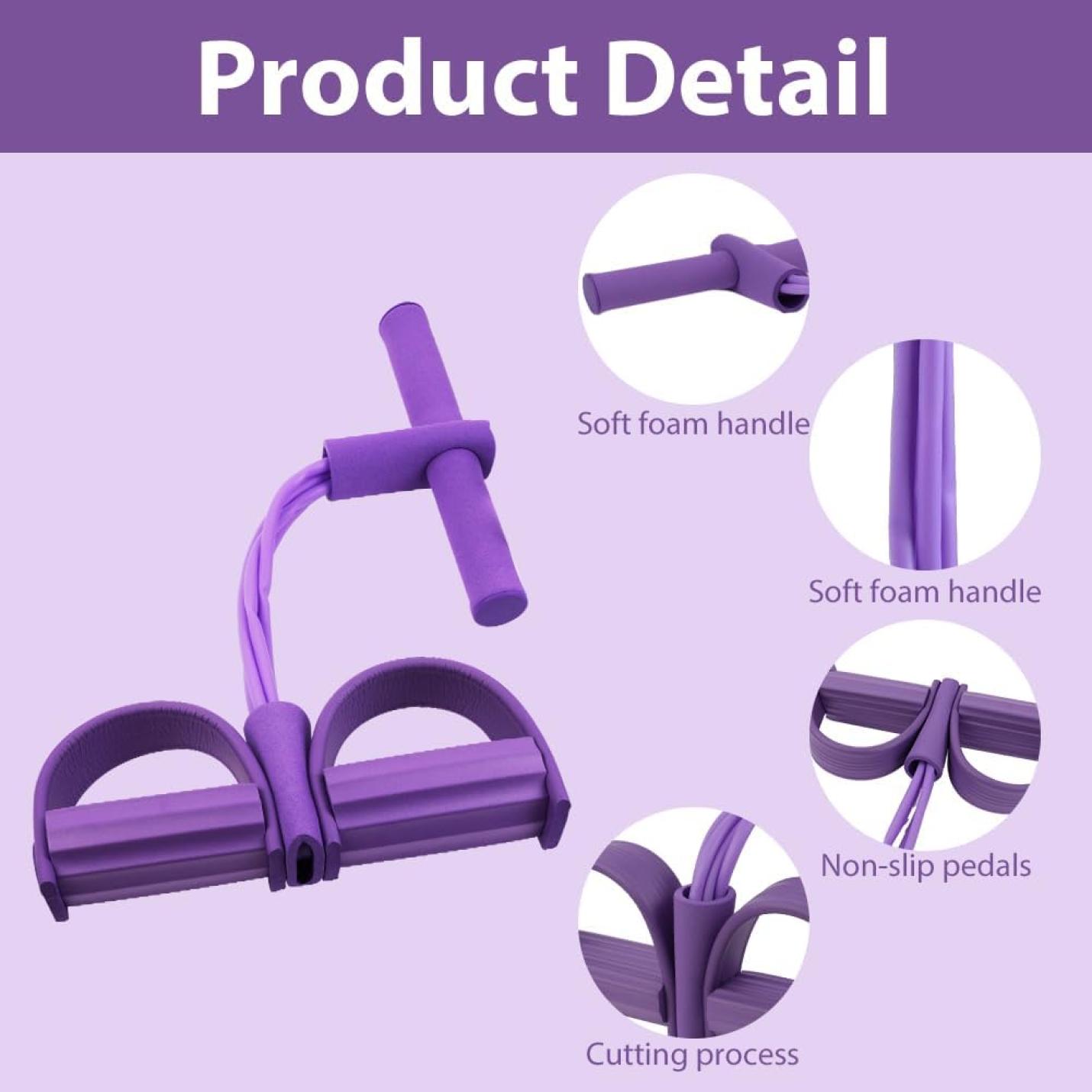 💪 Transformeer je training met deze multifunctionele dijbeentrainer en weerstandstrainer! De paarse trainer heeft zachte foam handgrepen, antislip pedalen en details van het snijproces zichtbaar in drie cirkelvormige inzetstukken, ideaal voor een complete lichaamstraining.
