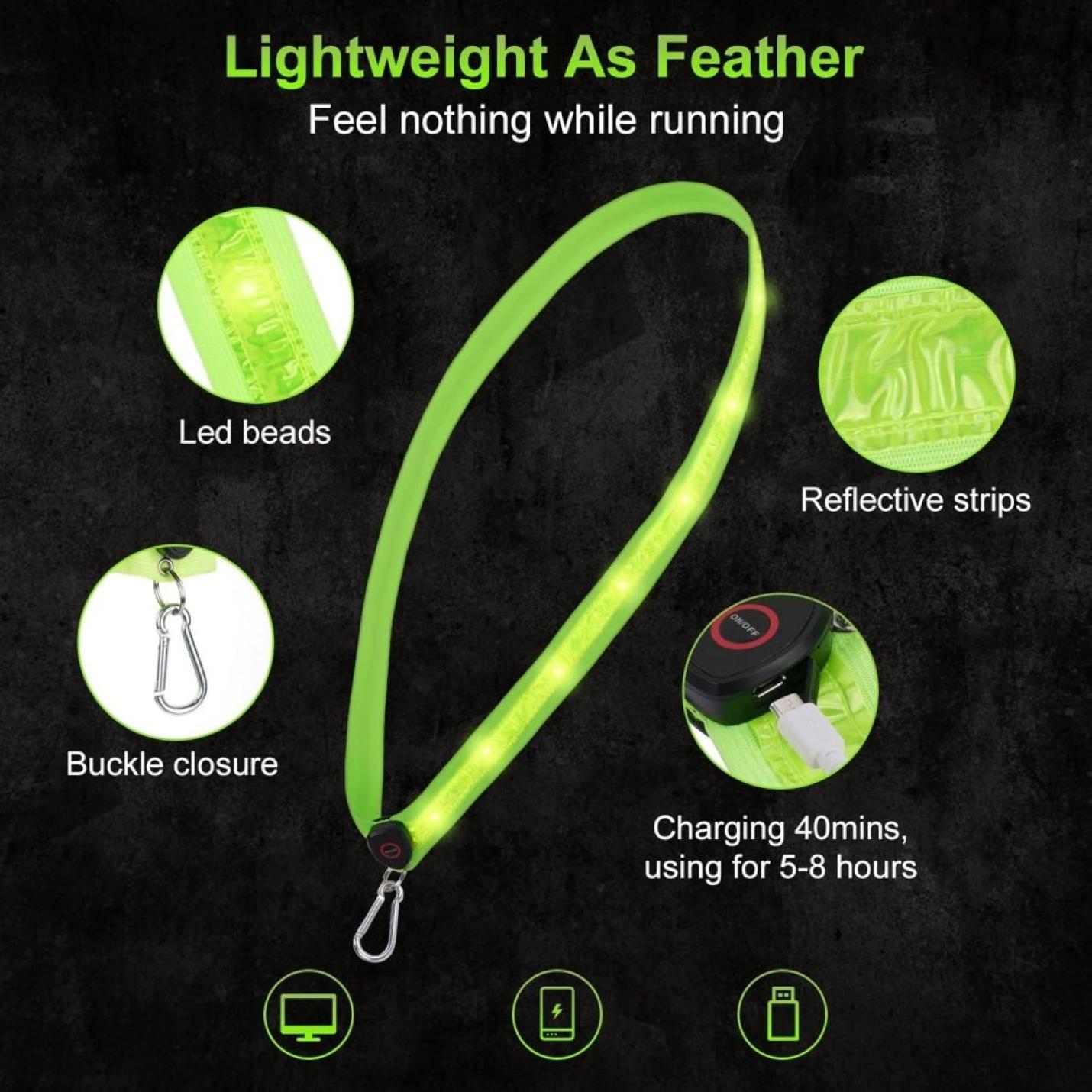 🌟 USB - oplaadbare LED - schouderriem – Blijf zichtbaar en veilig in het donker! - happygetfit.com