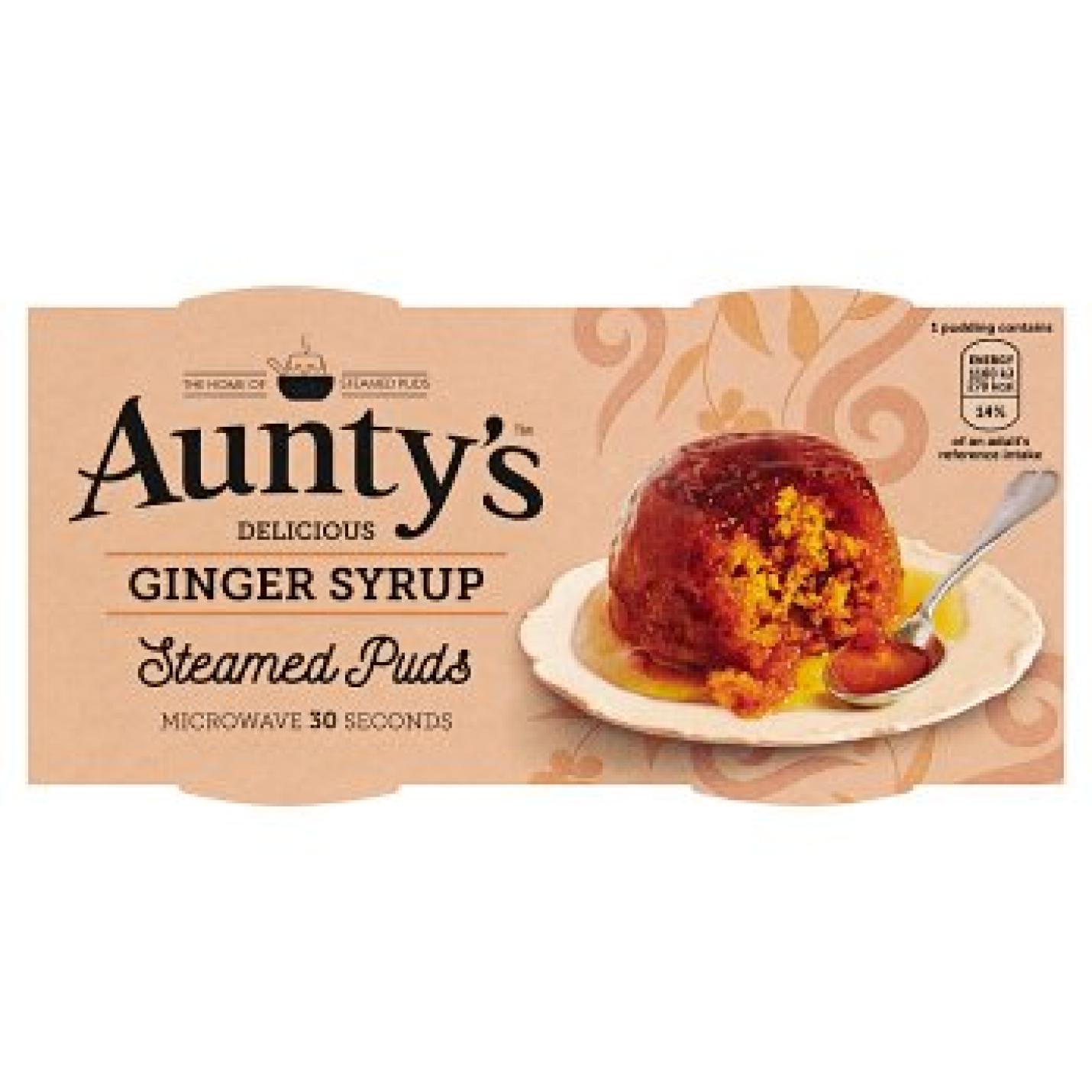 Aunty's Ginger Syrup Steamed Puds, 2x95g