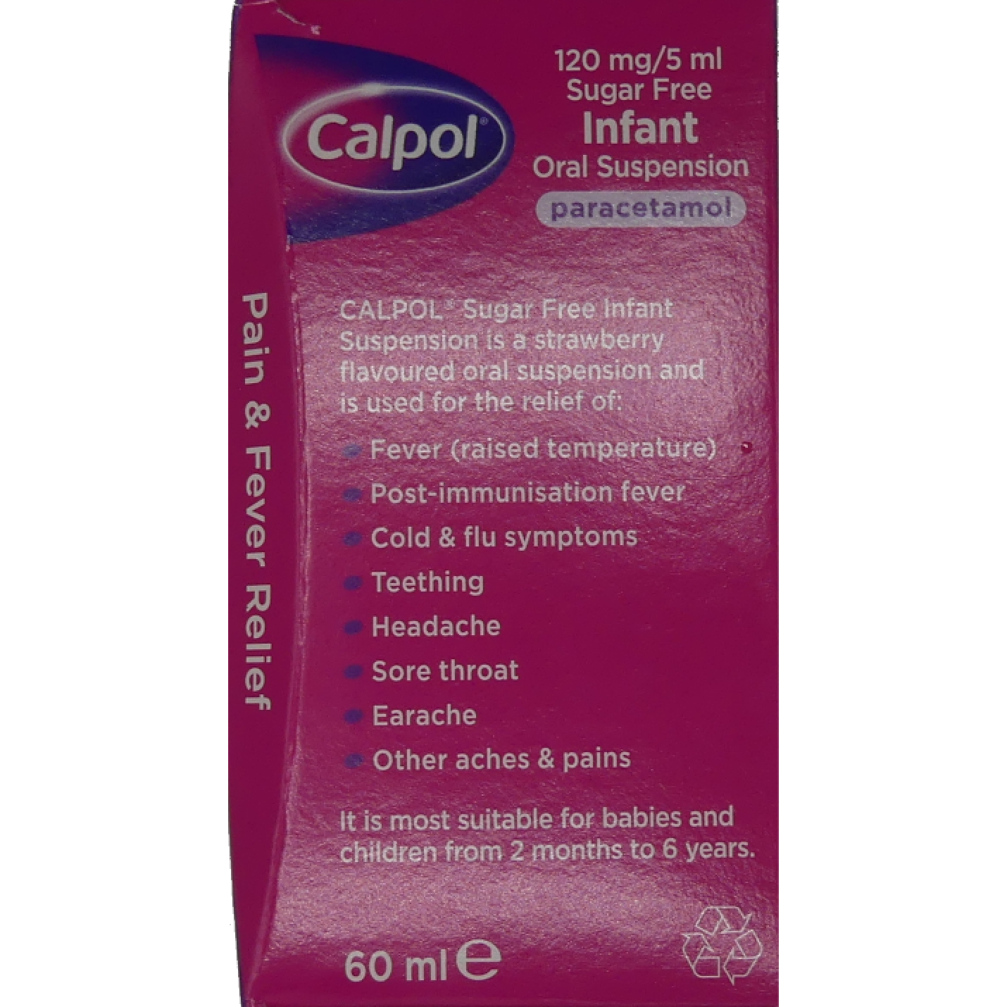 Calpol Infant Sugar Free, 60ml instructions