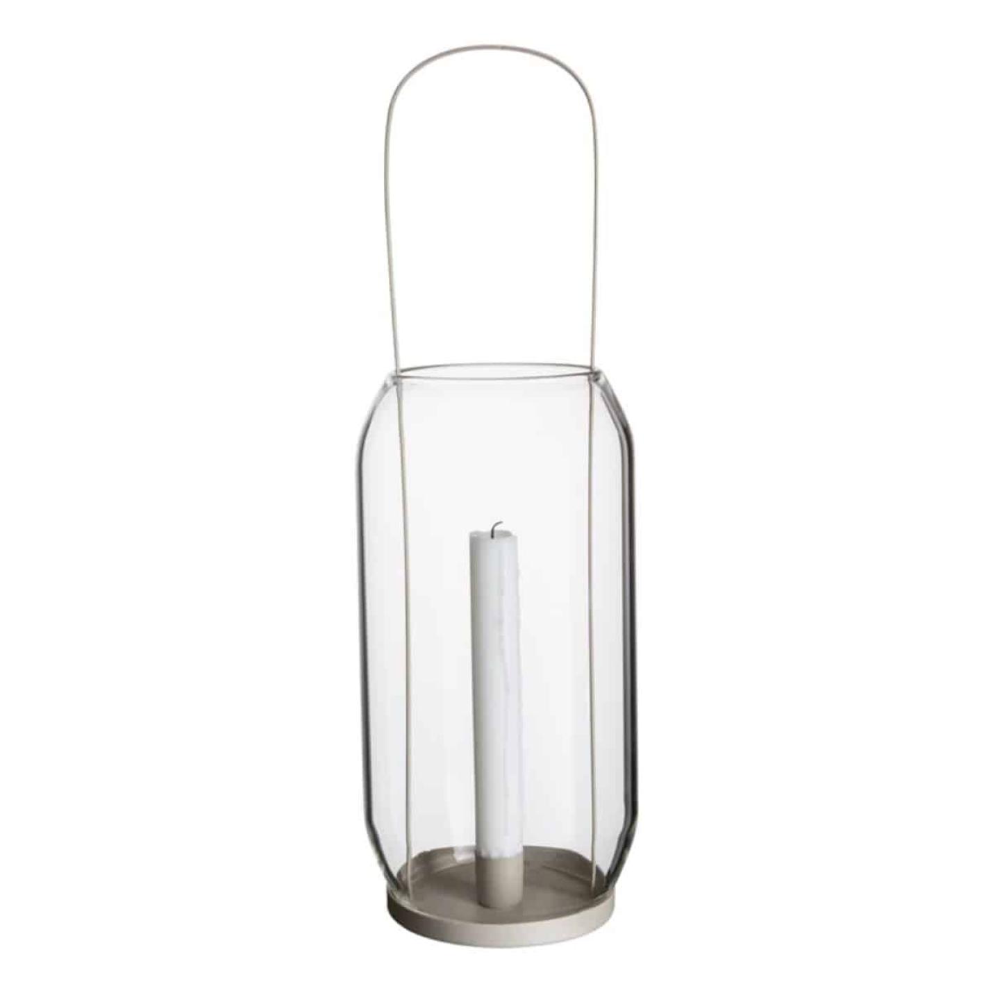 ERNST lantaarn glas kaars beige 40