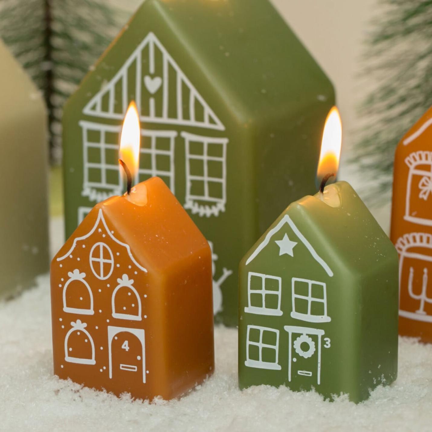 Rustik Lys adventkaarsen Kersthuisjes thijm; Afbeelding: 2