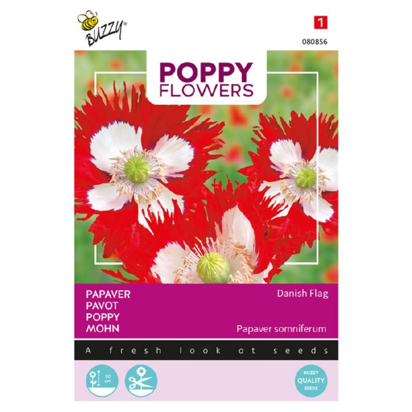 Buzzy® Poppy Flowers, Papaver Danish Flag